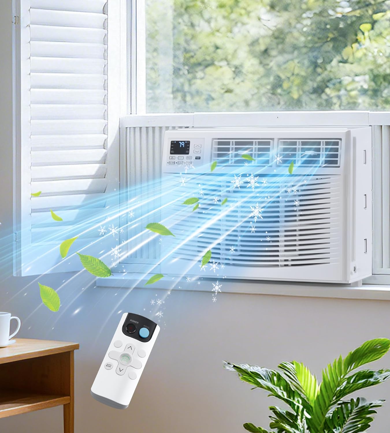 AKIRES Window Air Conditioner, 8,000BTU Air Conditioner Window Unit, Cools up to 350 Sq. Ft, Window AC with Cool, Fan, Dry, Sleep, Energy Saver, and Auto,6 Modes,24H Timer,Easy Install,Home,Office