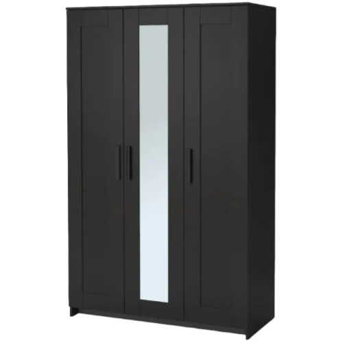 Armadio IKEA BRIMNES con 3 ante – Nero, 117 x 190 cm, con specchio e ripiani