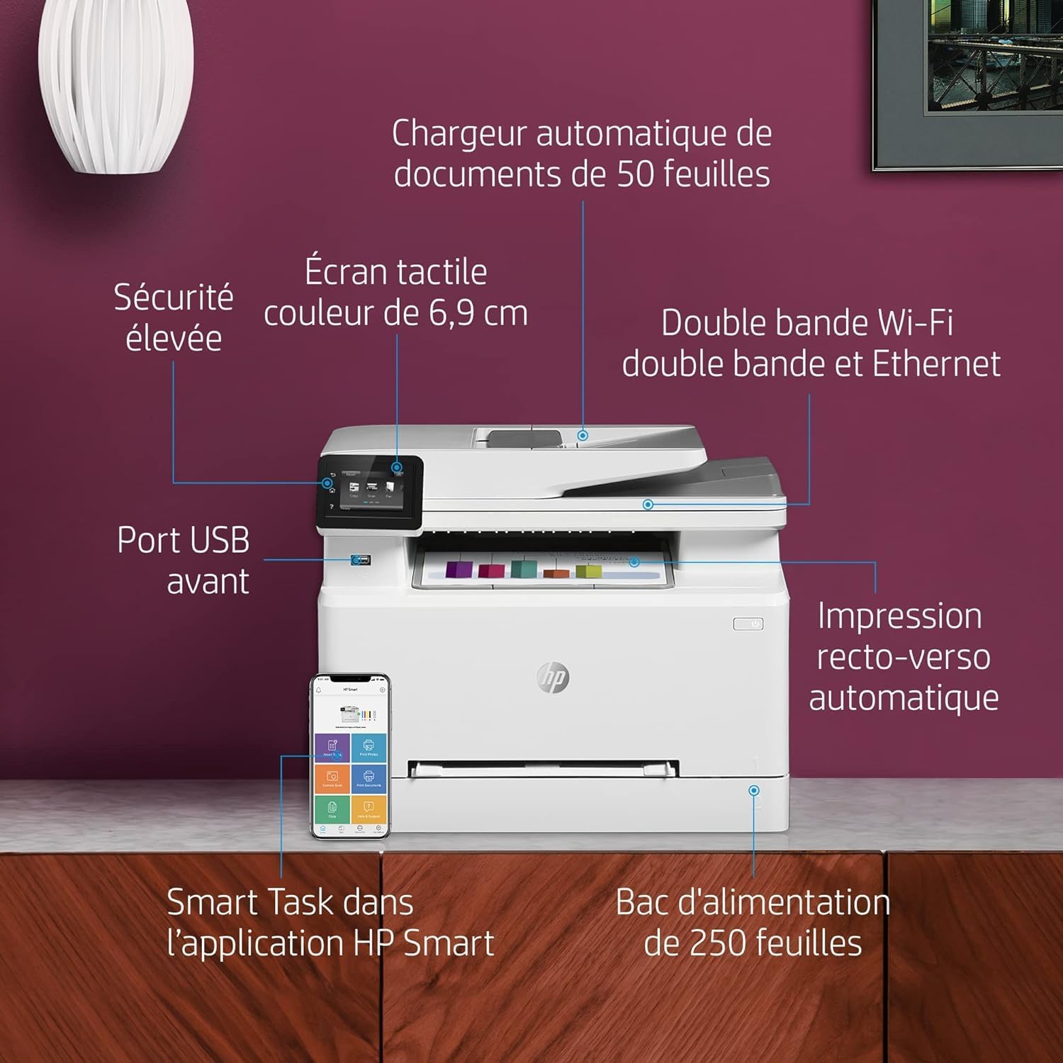 HP Color LaserJet Pro MFP 3302fdwg Multifunktions-Farblaserdrucker, Fax, Automatischer beidseitiger Druck, Touchscreen, Wi-Fi, Ethernet, USB, HP Wolf Pro Security
