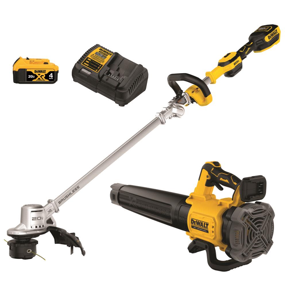 Draadloze opvouwbare 20V bosmaaier-combinatieset van 14 inch en draagbare bladblazer