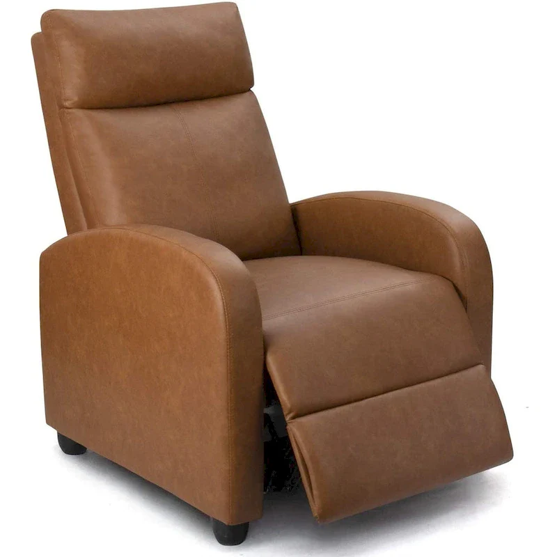 PU Leather Push-Back Recliner Chair, Brown / Black / Grey / Khaki / Red / Beige, Single