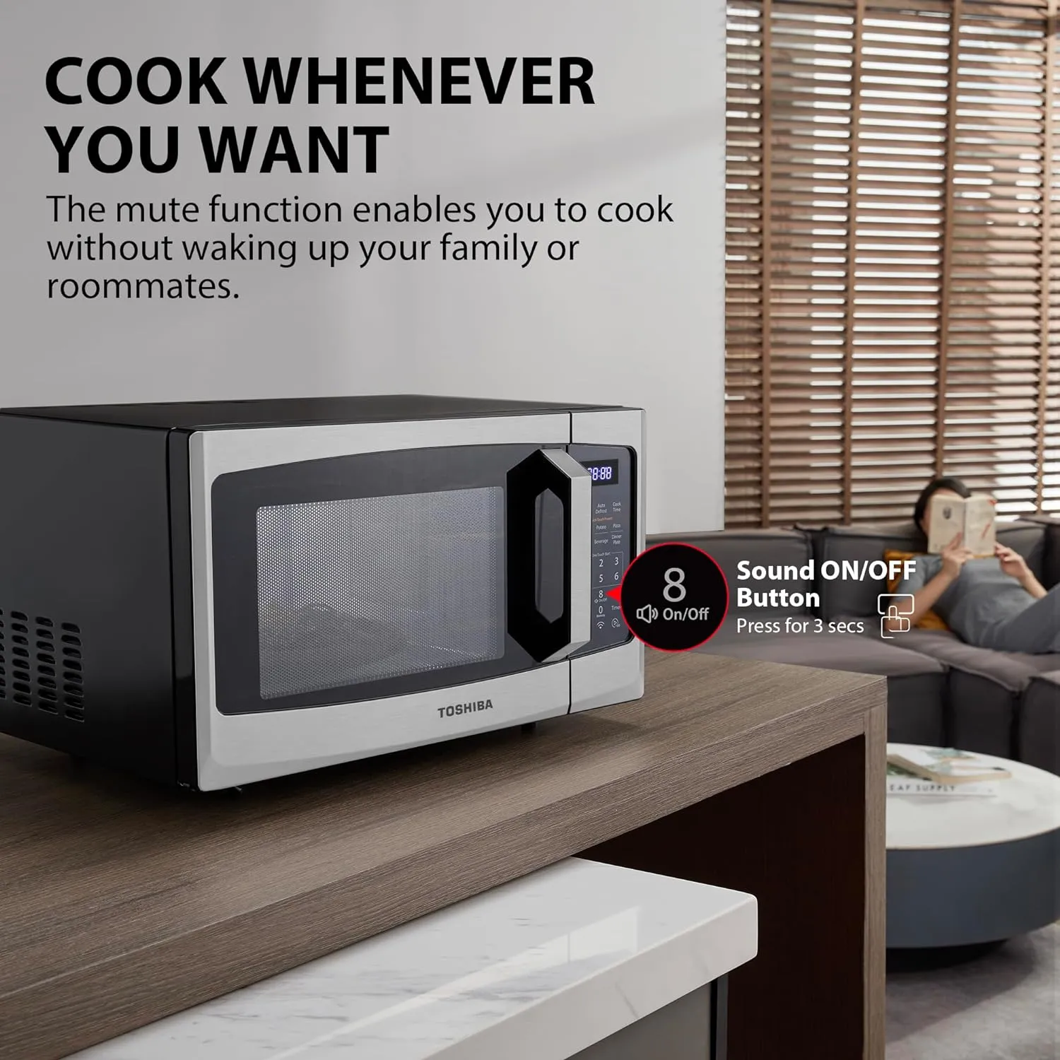 TOSHIBA 4-in-1 ML-EC42P(SS) Countertop Microwave Oven, Smart Sensor, Convection, Air Fryer Combo, Mute Function, Position Memory 13.6