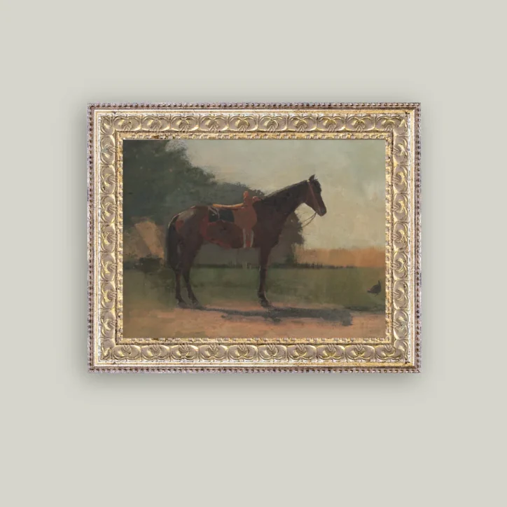 Saddled Horse Framed Antique Inspired Art