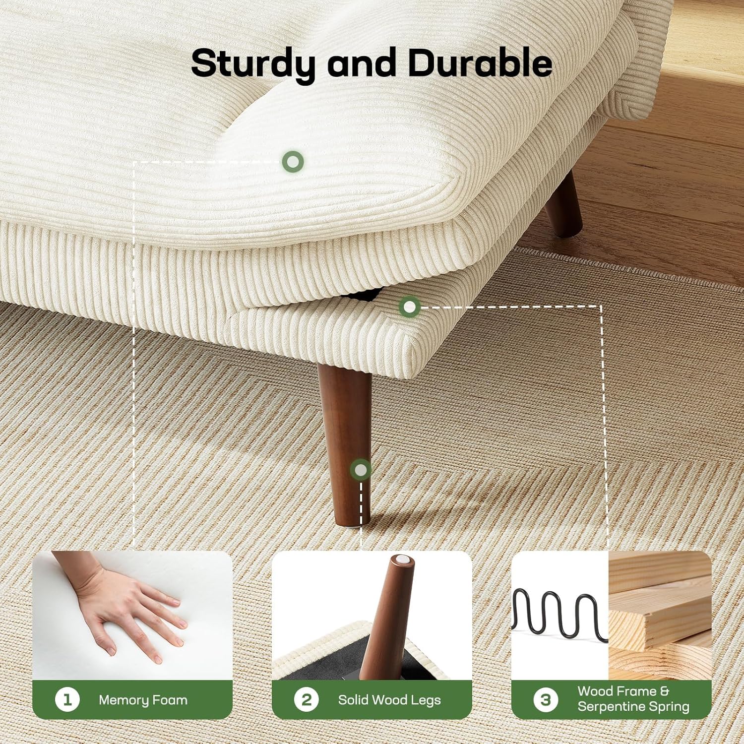 Futon Sofa Bed Futon Sofa with Adjustable Back and Armrests Converts to Small Sleeper Sofa Bed