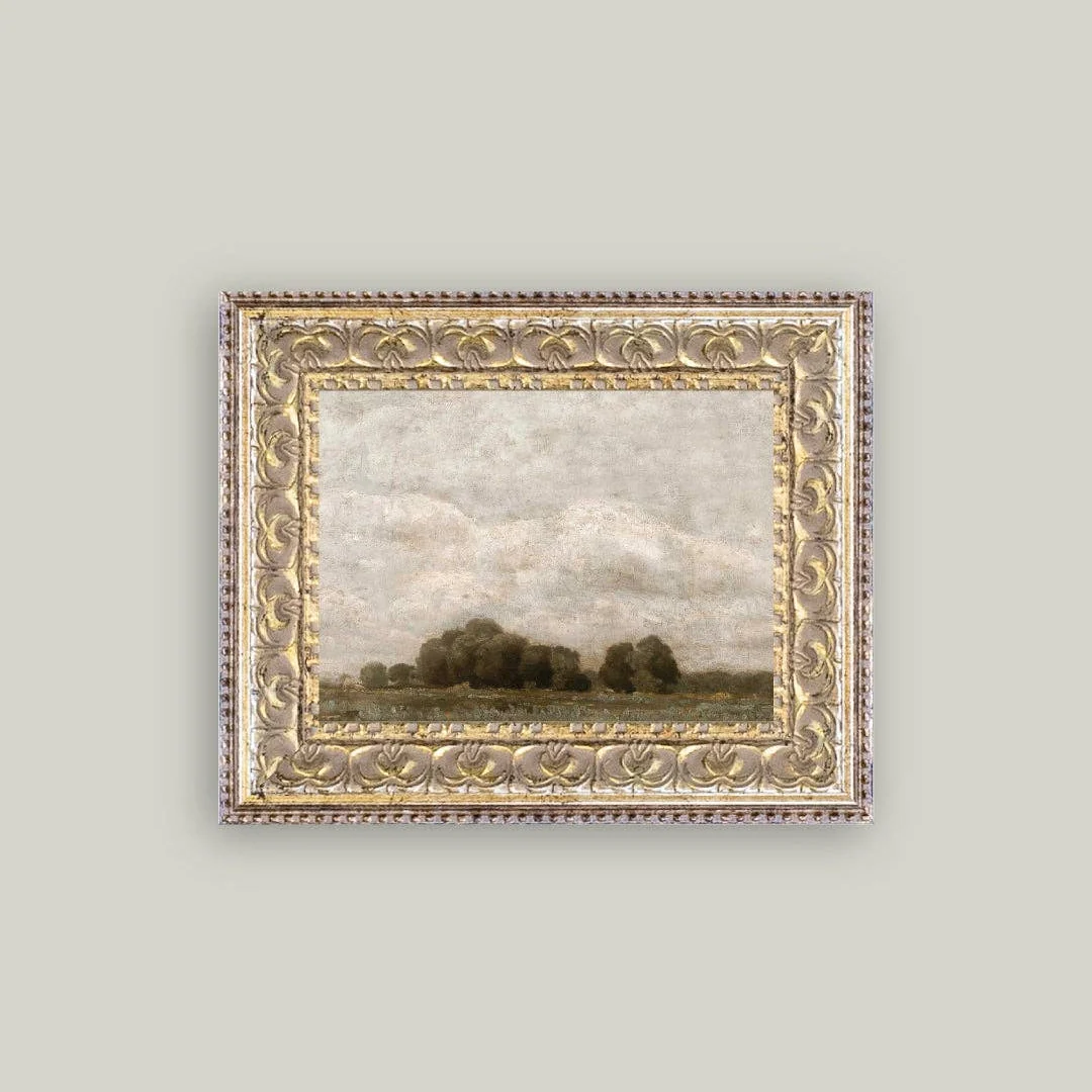 Tree and Cloud Framed Antique Inspired Art