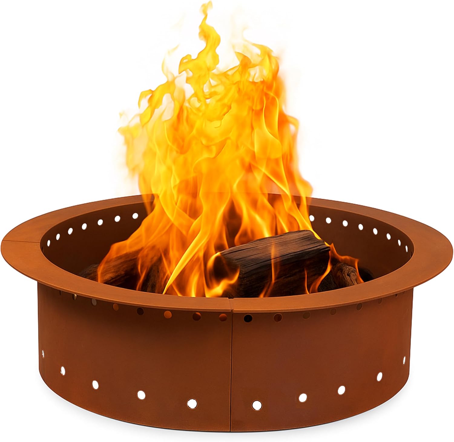 Heavy Duty Metal Smokeless Permanent Fire Pit Ring 36 inch Outer/30 inch Round Fire Pit Insert Liner for Outdoor, Firepits for Outside Corten Steel (36x30x10), Patent Pending