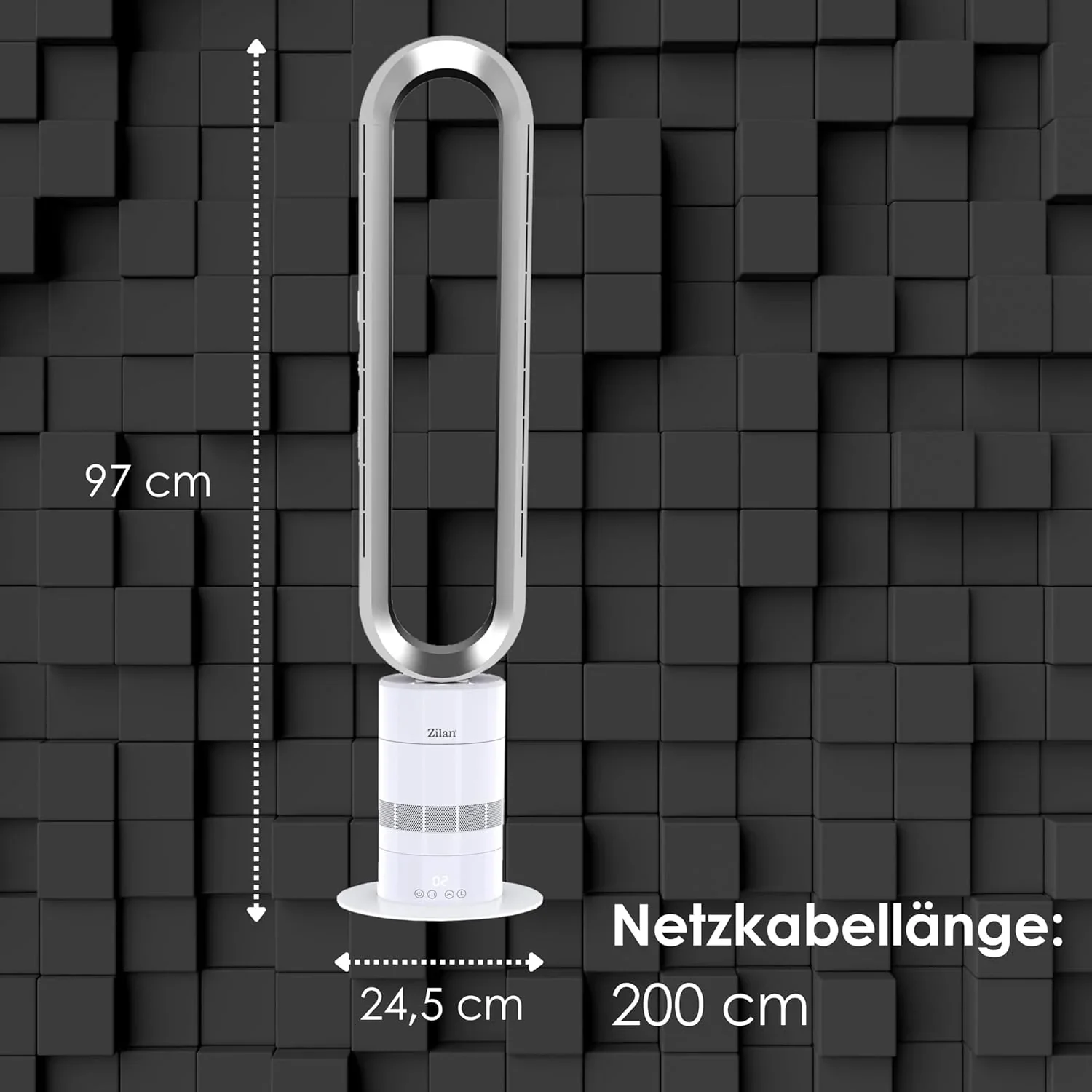 Zilan Ventilatore a torre, motore BLDC a risparmio energetico con telecomando, ventilatore a risparmio energetico, oscillante, molto silenzioso, design, ventilatore a piantana, 10 velocità, ventilatore a colonna con raffreddamento, Tower Fan
