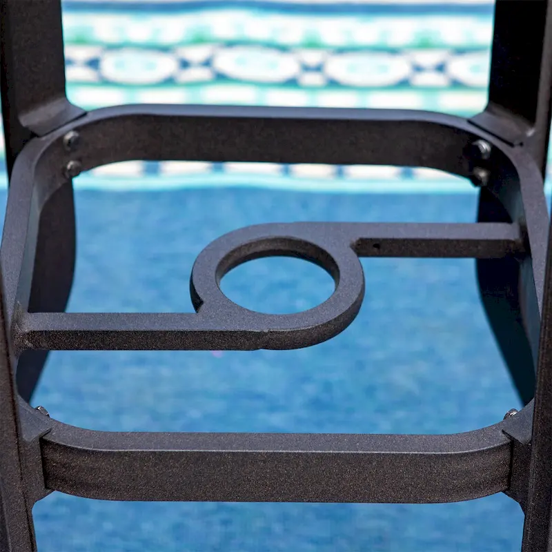 MAISON ARTS 3-Piece Cast Aluminum Patio Bar Stool Set of 1 Bar Table & 2 Swivel High Bar Stools