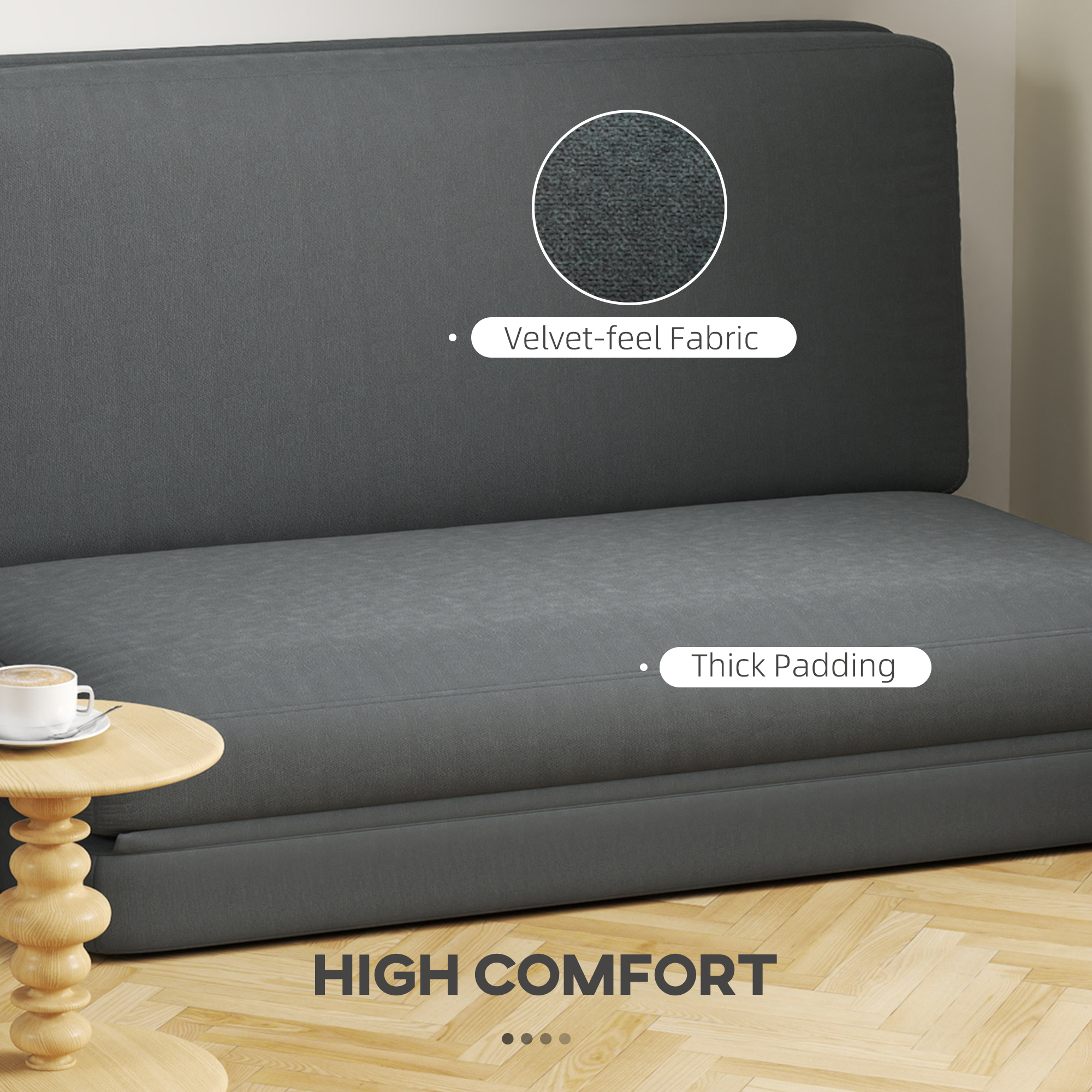 HOMCOM 3-in-1 Opvouwbare Relaxstoel, Gastenmatras, Deelbaar, 138 cm breed, Donkergrijs