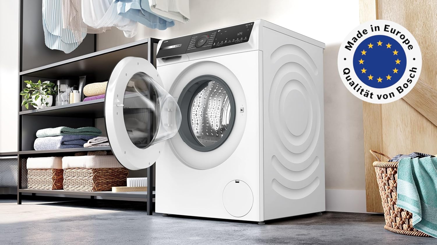 WGH244A40, Serie 6, Smarte Waschmaschine 9 kg, 1400 UpM, i-DOS, Fleckenautomatik, Iron Assist für weniger Falten, Nachlegefunktion, Active Water Plus, Hygienisch Waschen