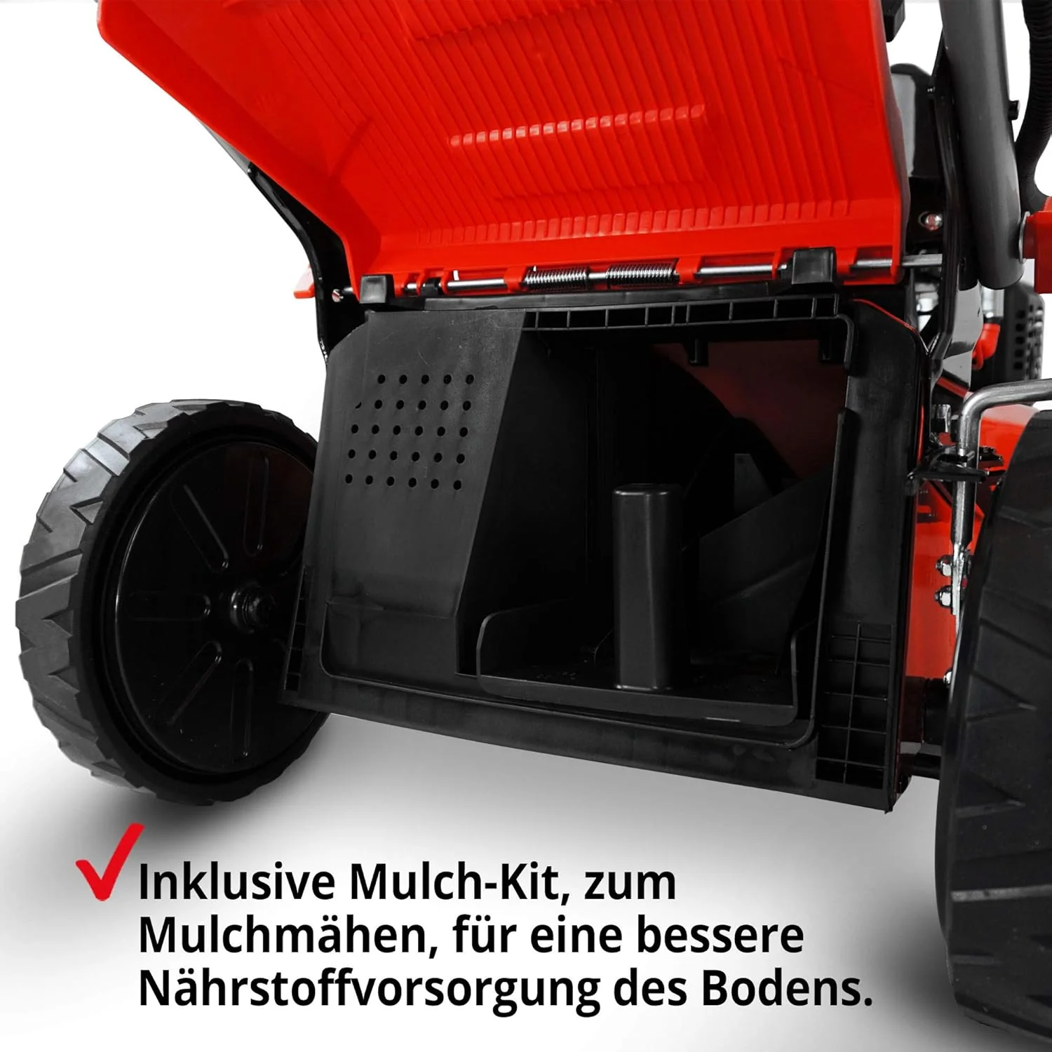 Tagliaerba a benzina HECHT 5-IN-1 – potente motore 4 tempi Eco 4,4 kW (6,0 CV) – avviamento elettrico – larghezza di taglio 53 cm – cesto di raccolta 75 l – trazione – ruote brevettate – mulching