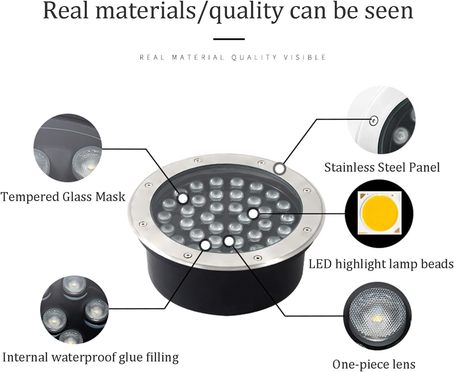 LED-Schwimmbadbeleuchtung Edelstahl Unterwasser-Teichlicht IP68 Wasserdicht Eingebettetes Untergrundlicht für Aquarium-Wasserfall-Teichbeleuchtung