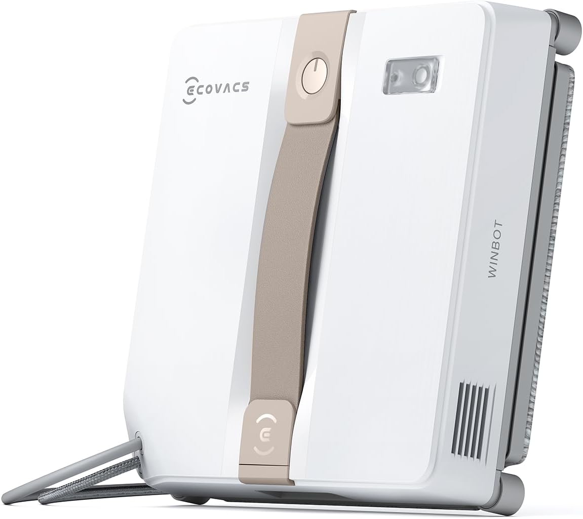 ECOVACS WINBOT MINI Robot Lavavetri, Design Compatto, Doppi Ugelli con Spruzzo Ultrasonico, Sistema di Protezione a 9 Fasi, Pianificazione Intelligente del Percorso, 3 Modalità di Pulizia