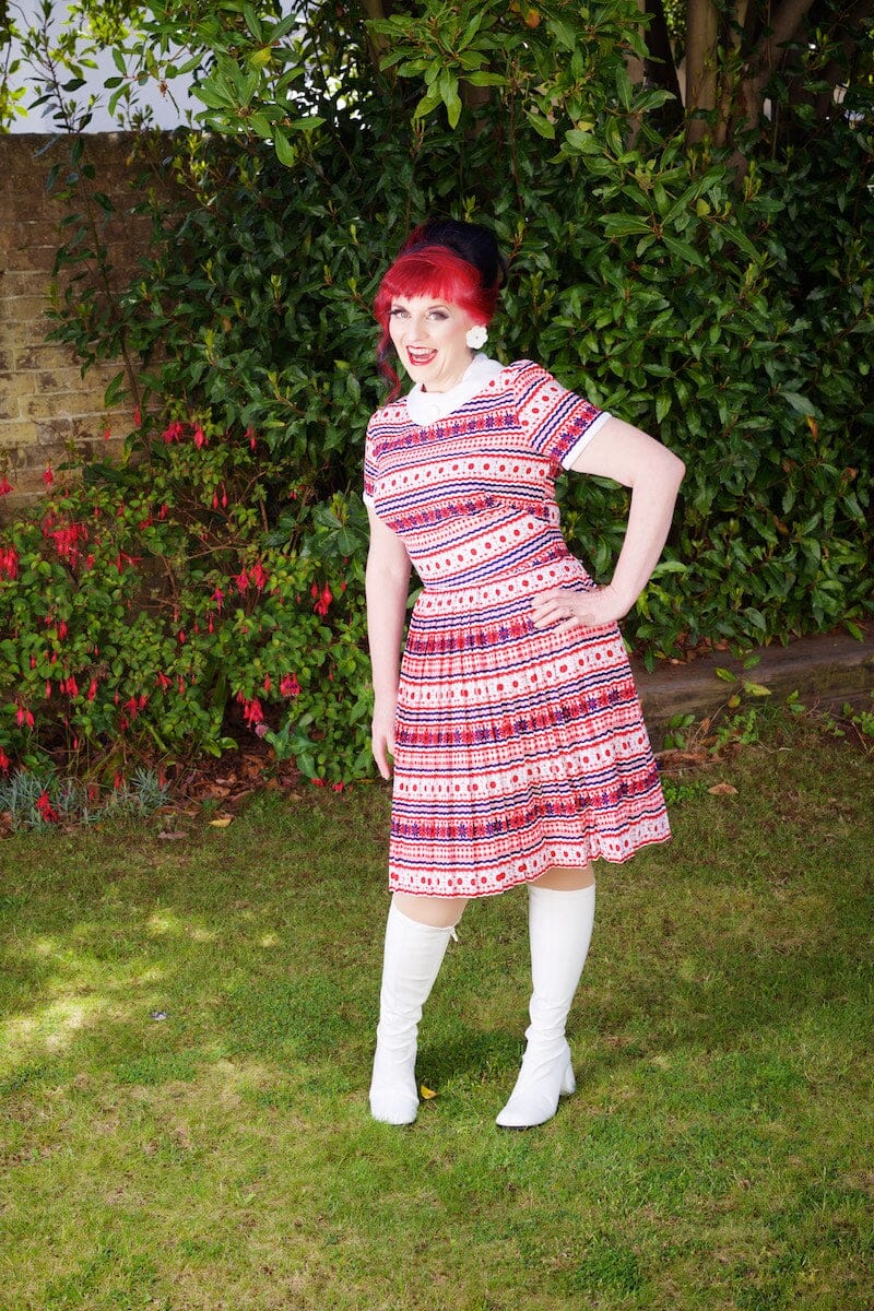 1960s Daisy Print Mod Pleated Scooter Dress