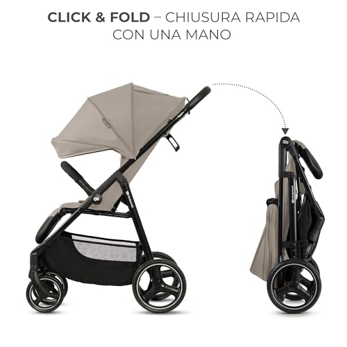 Kinderkraft TRIG 3 Passeggino Leggero, Pieghevole, Posizione Distesa, Posizione Reclinata, Sospensione 4 Ruote, Cinture di sicurezza a 5 punti, Bambini, Fino a 25 kg, Beige : Prima infanzia