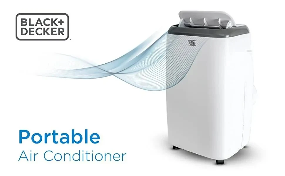 BLACK+DECKER Portable Air Conditioner with 14,000 BTU, Heating Function and Remote Control, White