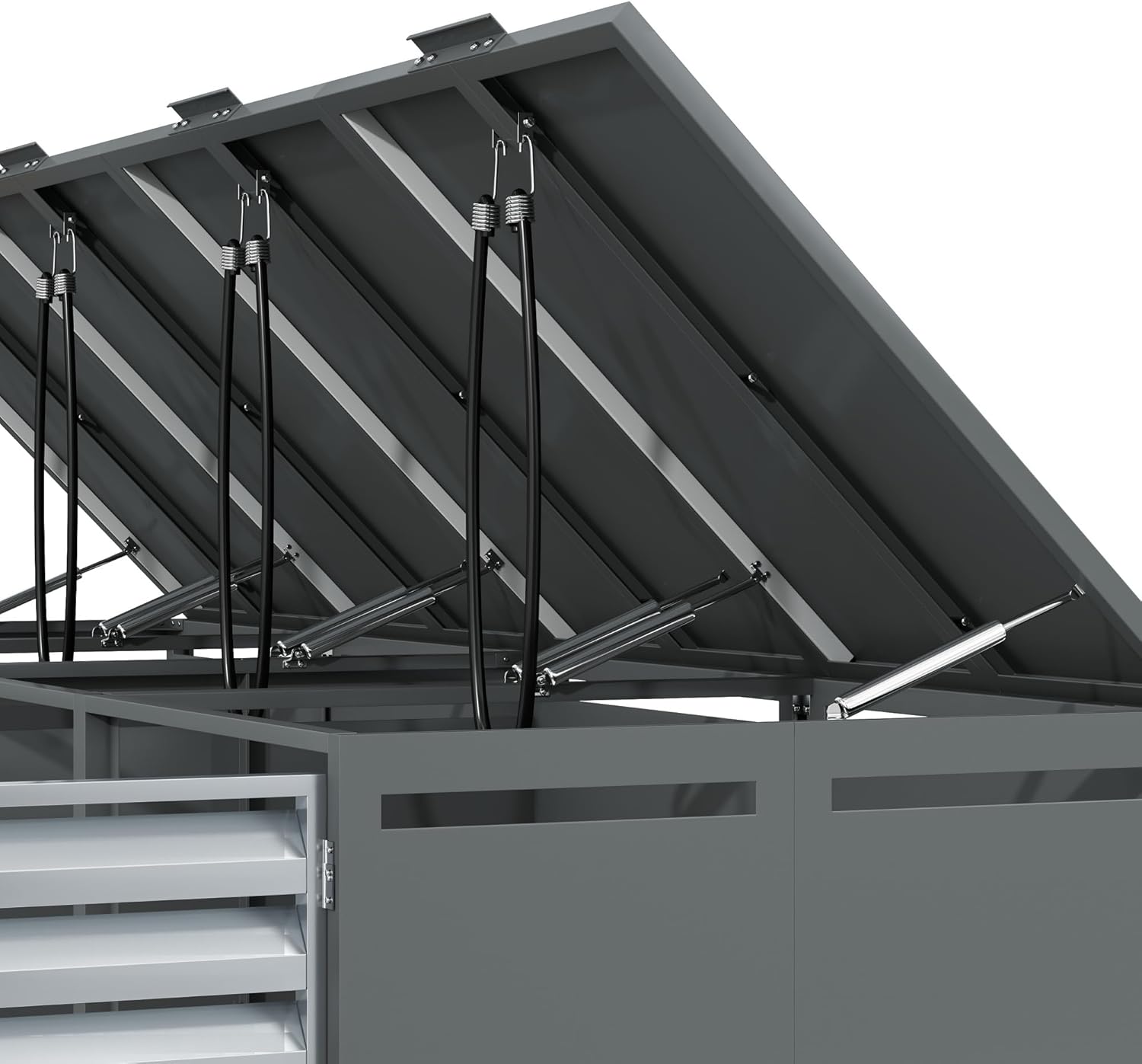 Mülltonnenbox 4Er für 4 Mülltonne Bis 240L mit Klappdeckel, Lüftungsöffnung Mit Lamellen, Trash Storage Compartments,Abschließbar, Zwei Türen, Garten Müllbox, Mülltonnenverkleidung,4 Bin