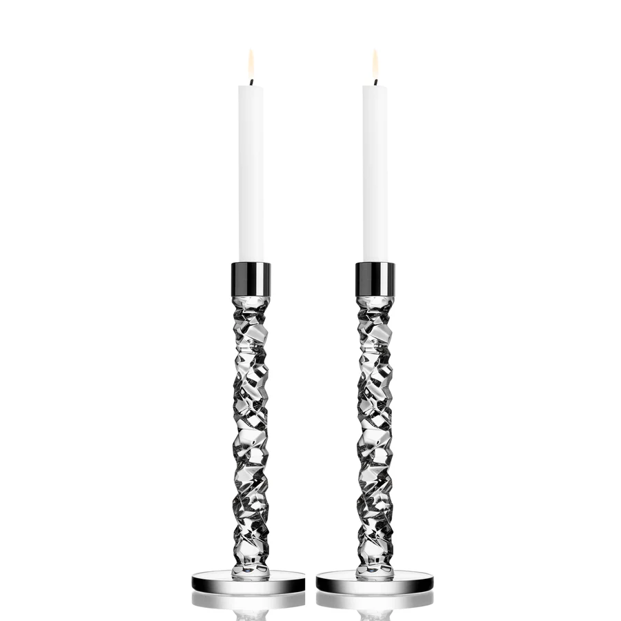Carat Candlestick, Pair Medium in Silver
