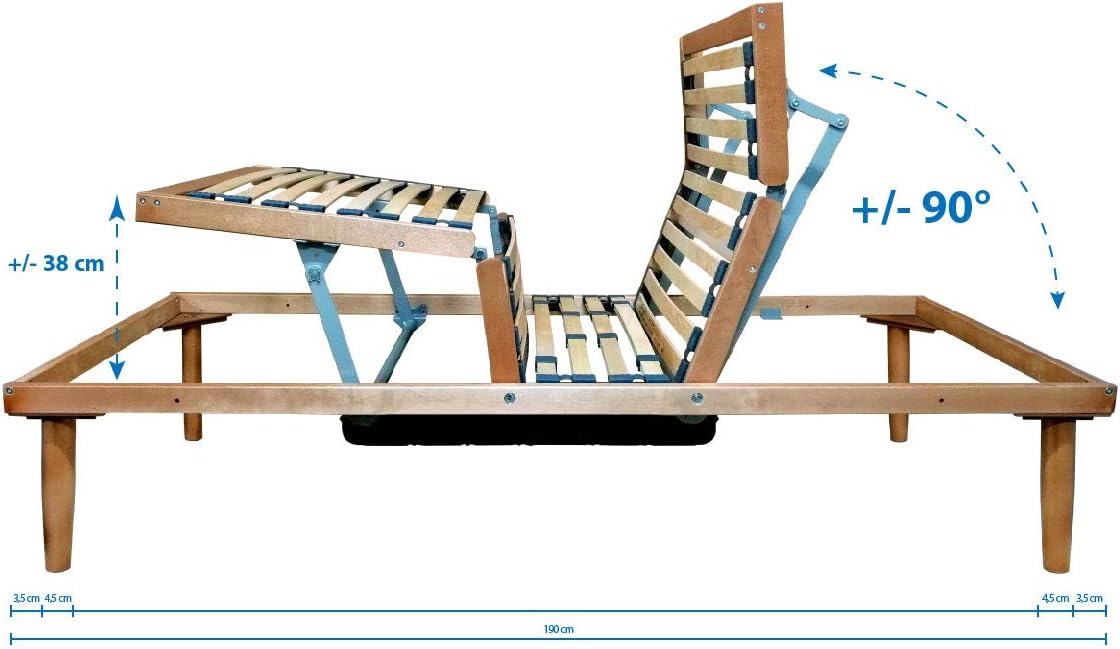 Rete elettrica motorizzata mod. Luxury Line (singola 80x190 cm) in legno di faggio, doppio motore OKIN. Dispositivo medico.