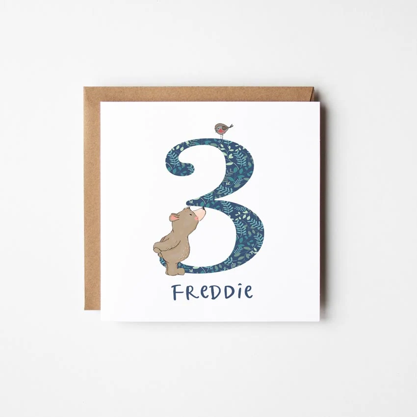 Bear��s Personalised Birthday Card with a Number