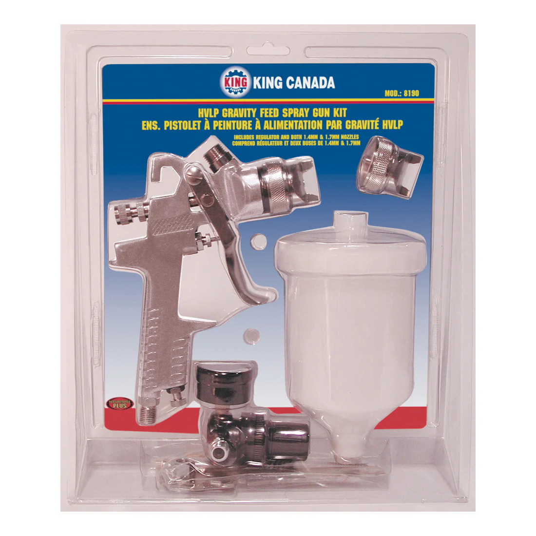 King Canada 8190  ~  Pneumatic Spray Guns Kit Gravity Feed Hvlp