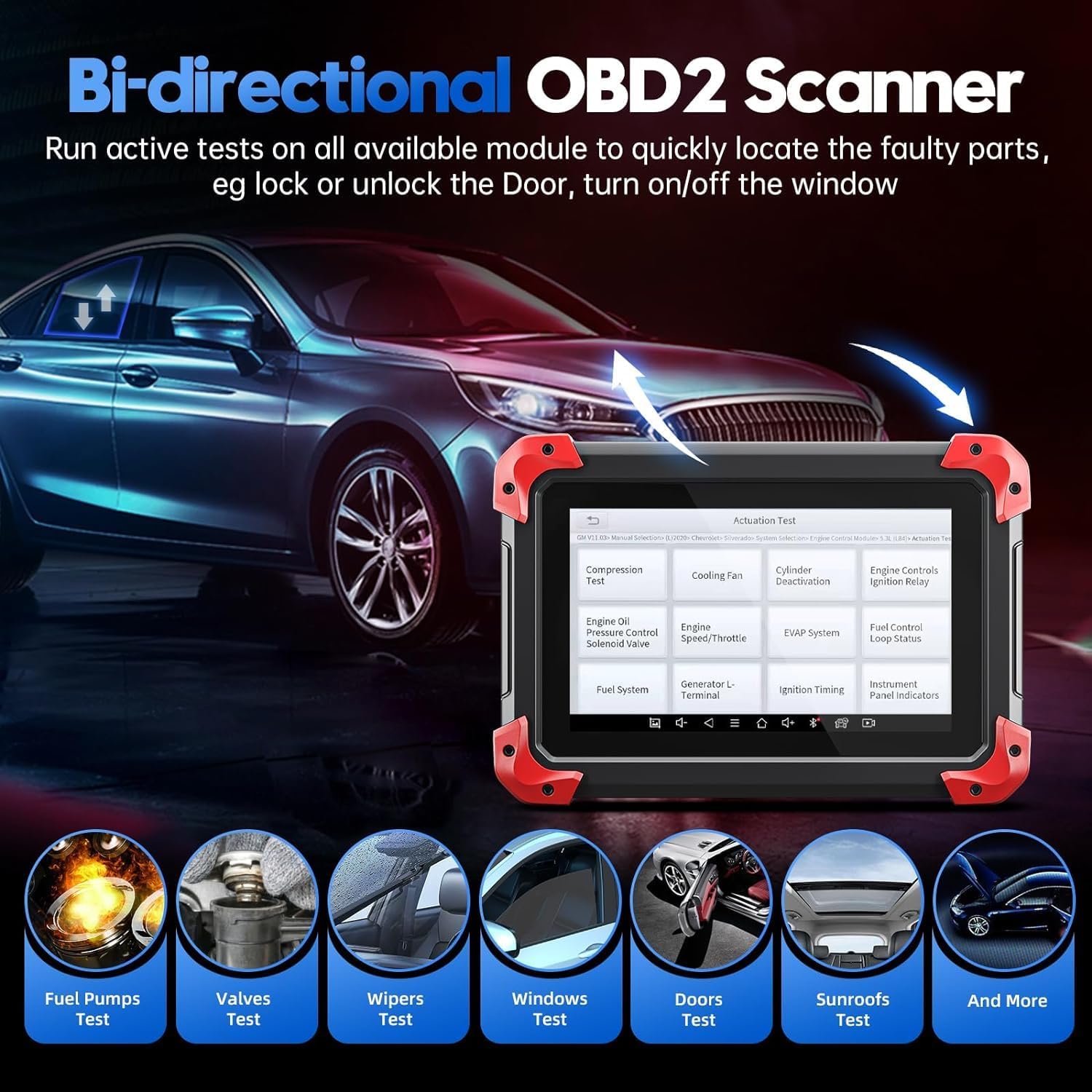 Bidirectional Scan Tool: 2024 Newest Automotive Scanner Diagnostic Tool with ECU Coding Active Tests All System Scan 36+ Resets Crankshaft Relearn Android 10 3-Year Updates