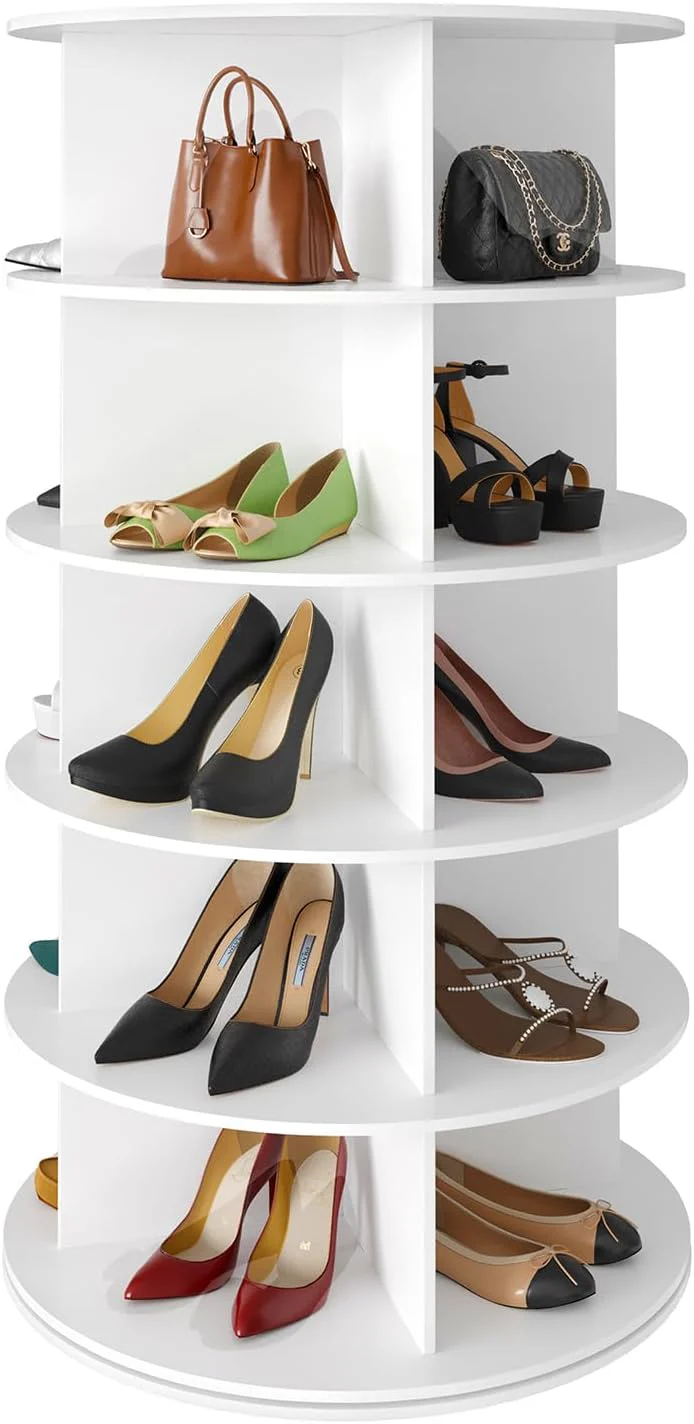 SpaceAid 7 Tier Rotating Shoe Rack Tower, Spinning Shoe Display Lazy Susan