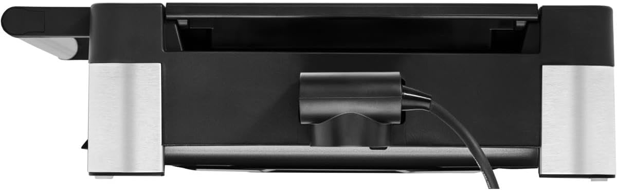 WMF Lono Tischgrill elektrisch mit Glasdeckel, beschichtete Grillplatte, herausnehmbare Auffangschale, spülmaschinenfest, Edelstahl matt, 2200 Watt