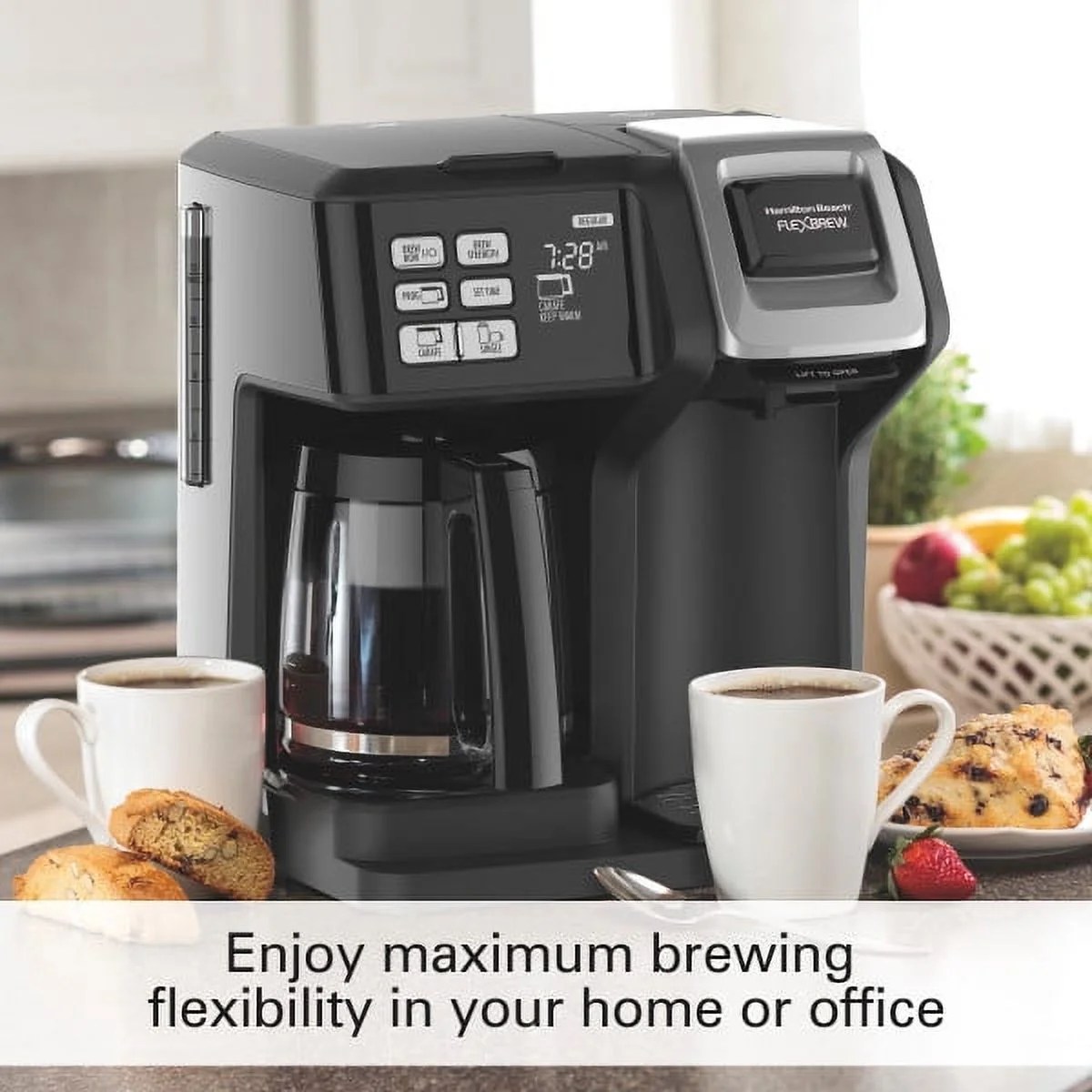 Hamilton FlexBrew Programmable Single Serve Pod to 12 Cup Coffee Maker, Black