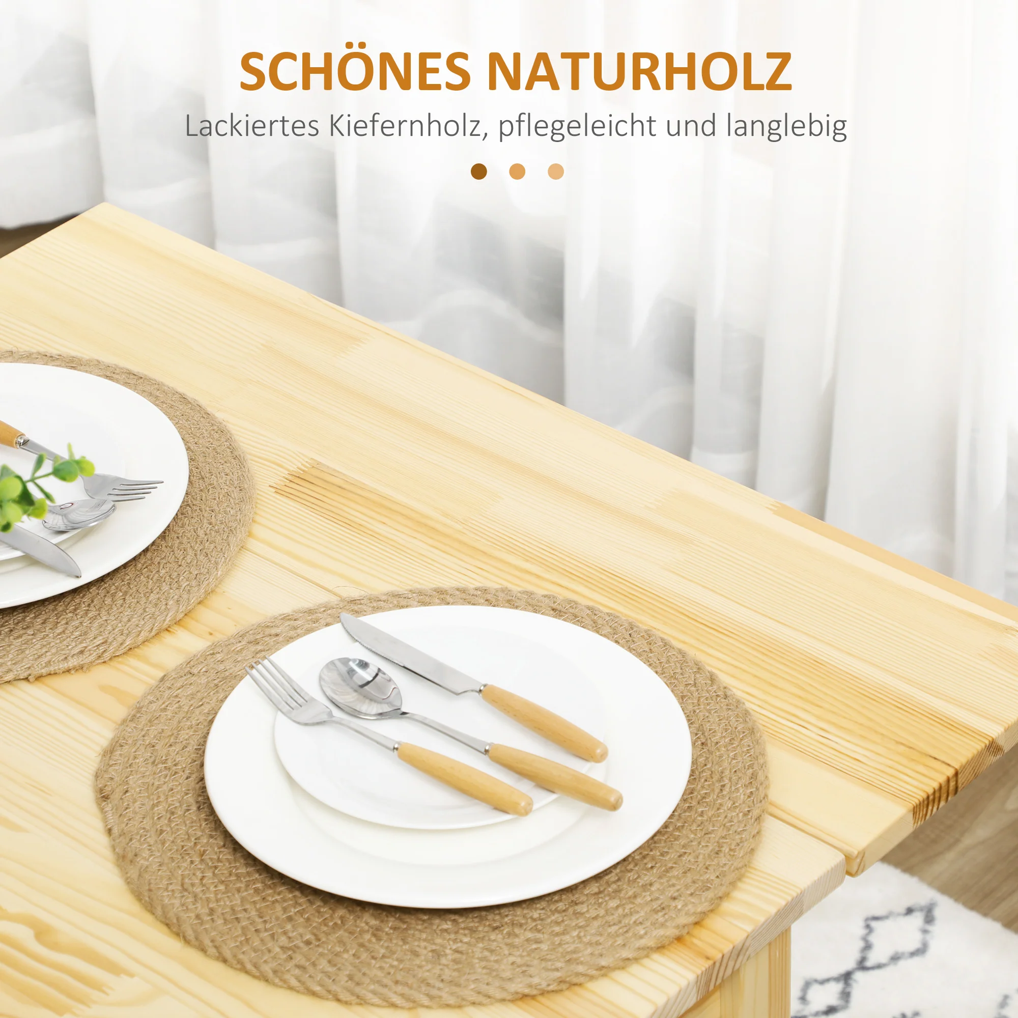 HOMCOM Massief houten eettafel, opklapbare tafel, uitbreidbaar, naturel