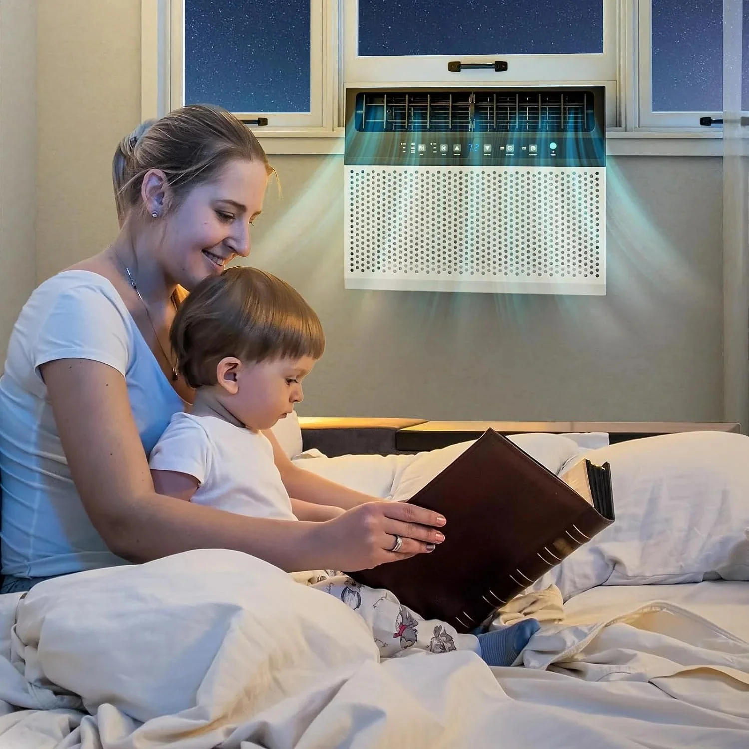 Antarctic Star 12,000 BTU U-shaped window air conditioner, cools rooms up to 550 square feet with 6 modes, 24-hour timer, ultra-quiet window air conditioner