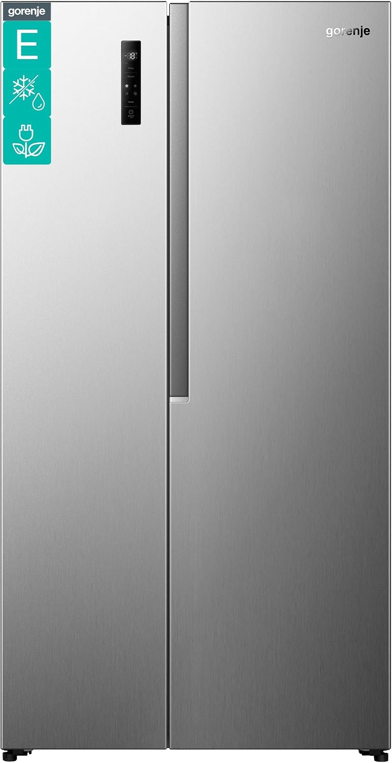 Gorenje NRS917E41X Side-by-Side, 544L, PureFlat Serie, XXL Gefrierschulbladen, CrispZone, MultiFlow 360°, NoFrostPlus, Inverter-Kompressor, BxHxT: 91,1×178,6×61,5 cm, Edelstahl