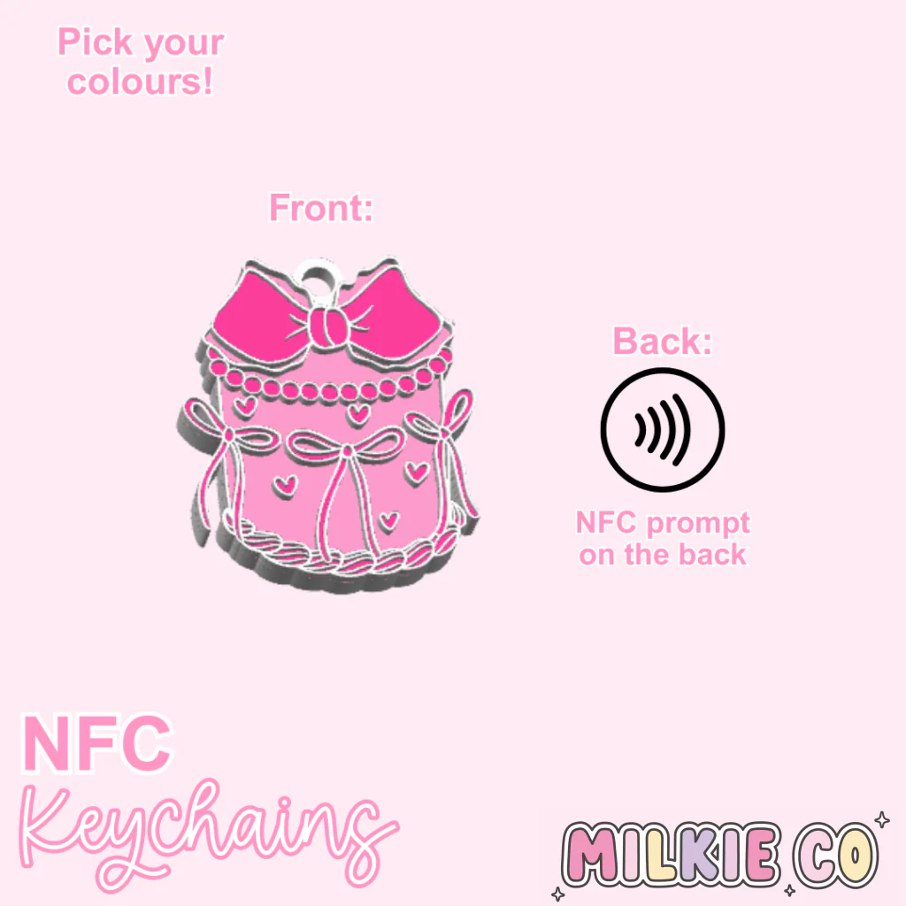 Bow Cake NFC Keychain