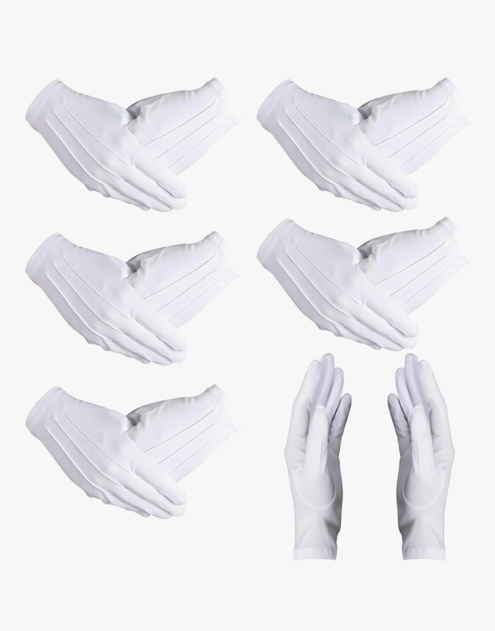 Parade Gloves White Stitched  w/ SNAPS Adult PAIR Standard 9�� Men & Women 5020