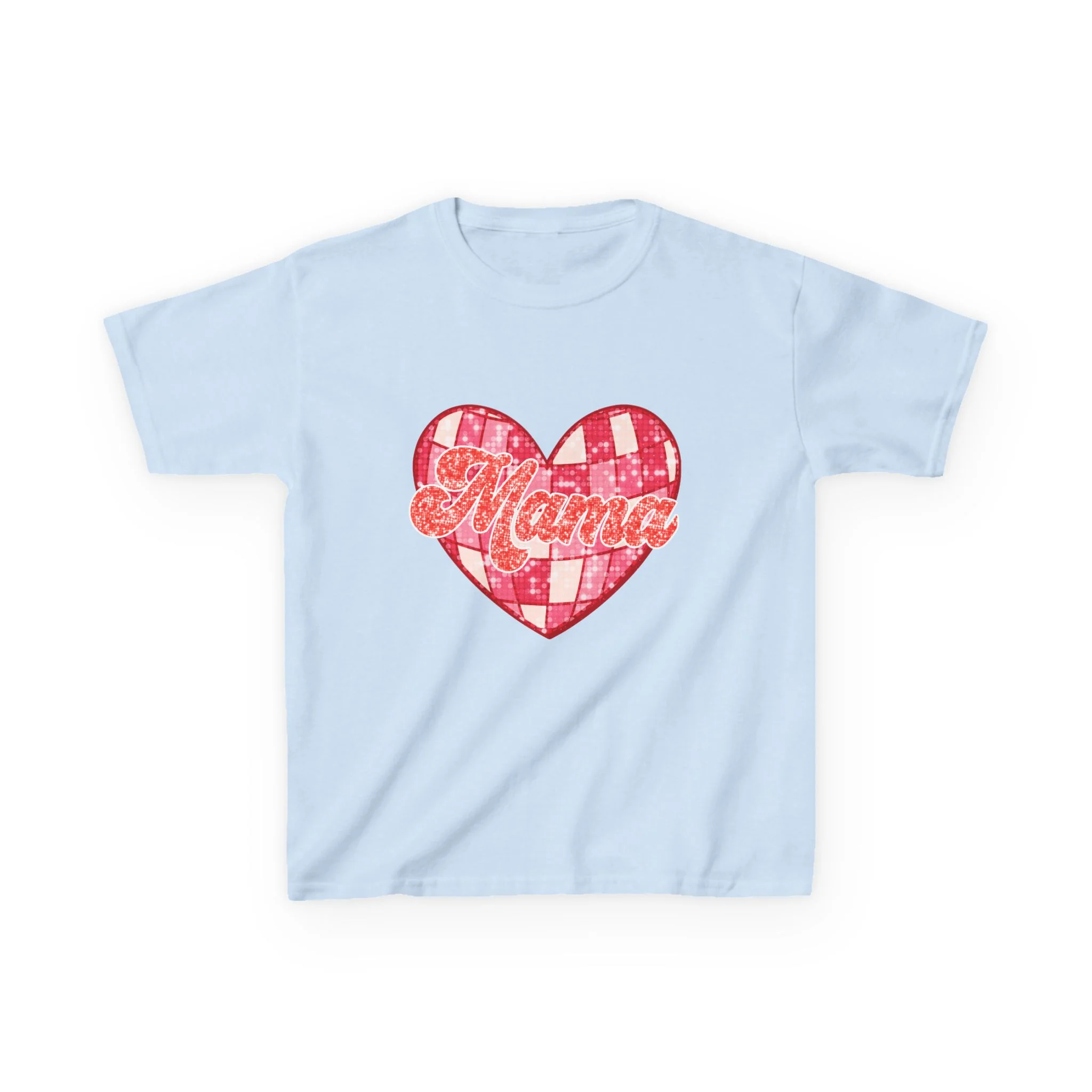 Mama heart patch Tee | pink checkered heart with Mama script