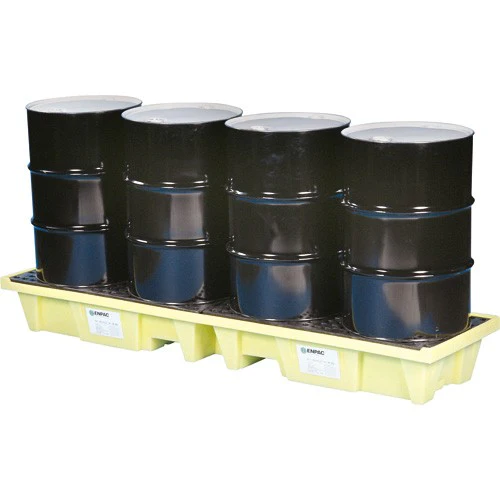 Enpac 5102-YE  ~  In-Line Poly-Spillpallet 3000 (4 Drum) 98 X 25.25 Inch X 12 Inch