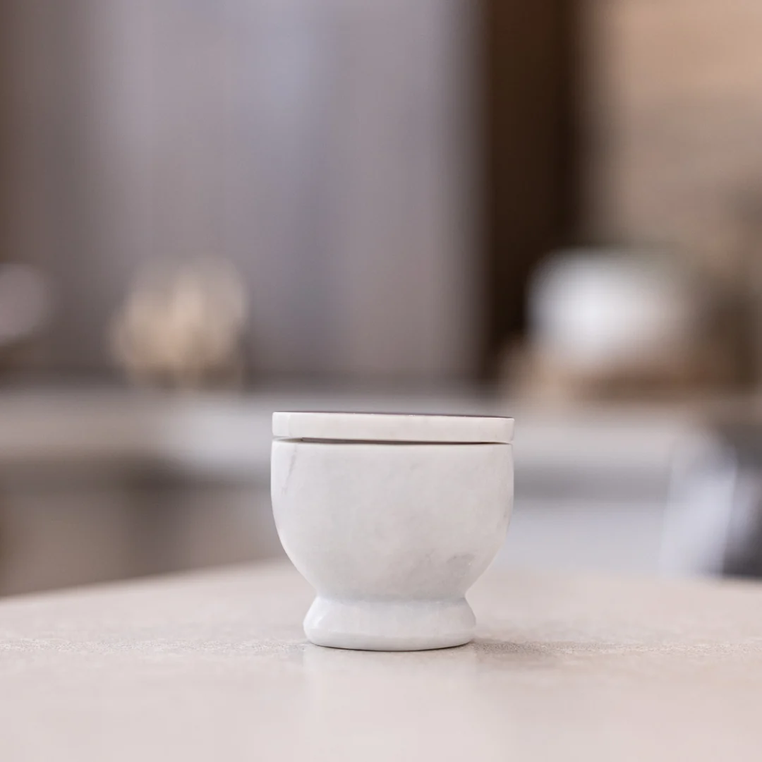 White Marble Lidded Salt Cellar