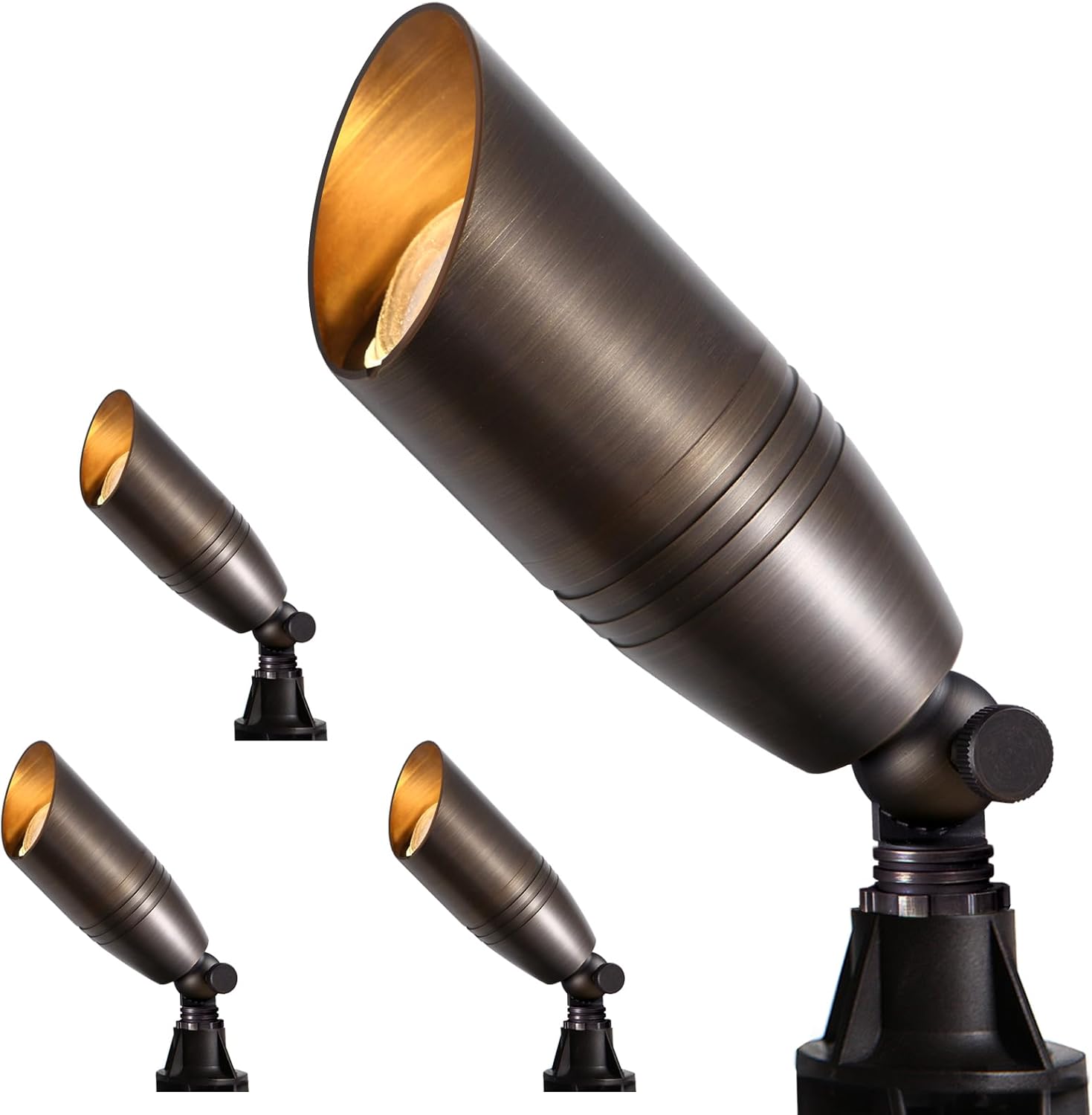 Gardencoin Außen-Landschaftsstrahler aus massivem Messing, 12 V, robuste Niederspannungs-LED-Landschaftslichter, wasserdicht, für Gartenbeleuchtung, Bronze-Akzent-Beleuchtung ohne Glühbirne (klassisch