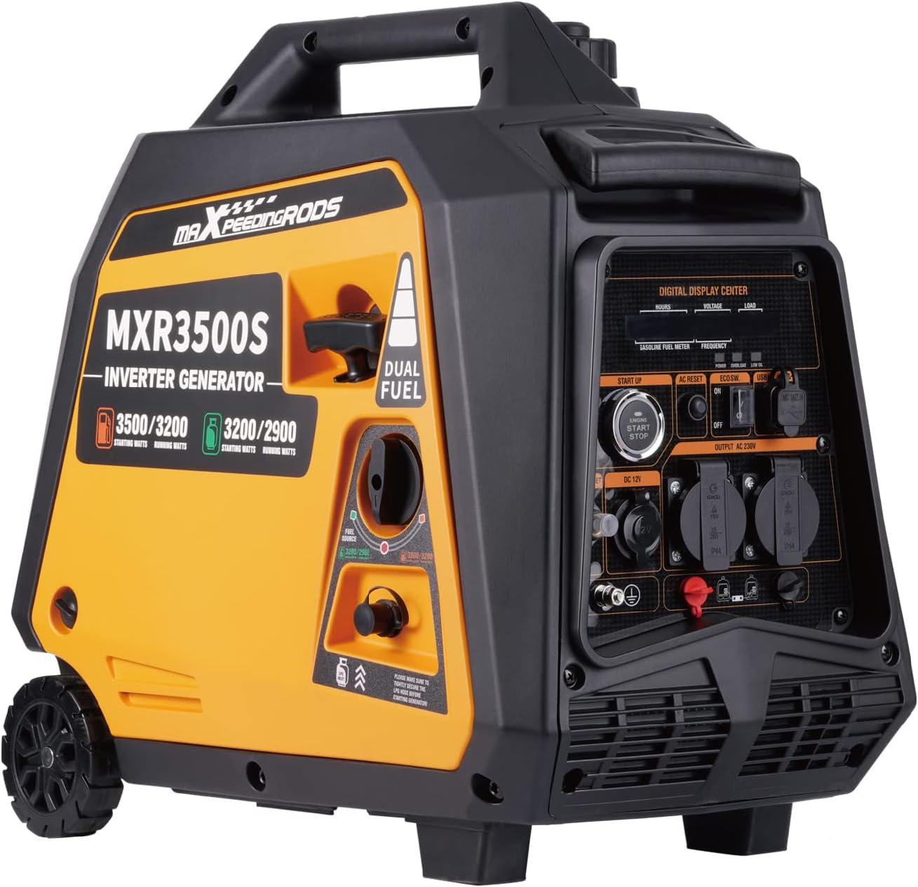 maXpeedingrods Generatore di Corrente Silenziato GPL e Benzina 3500W Inverter Portatile 4 Tempi Generatore Elettrico Remoto Emergenza Silenziato per all'Aperto Campeggio Partito Cantiere Garage