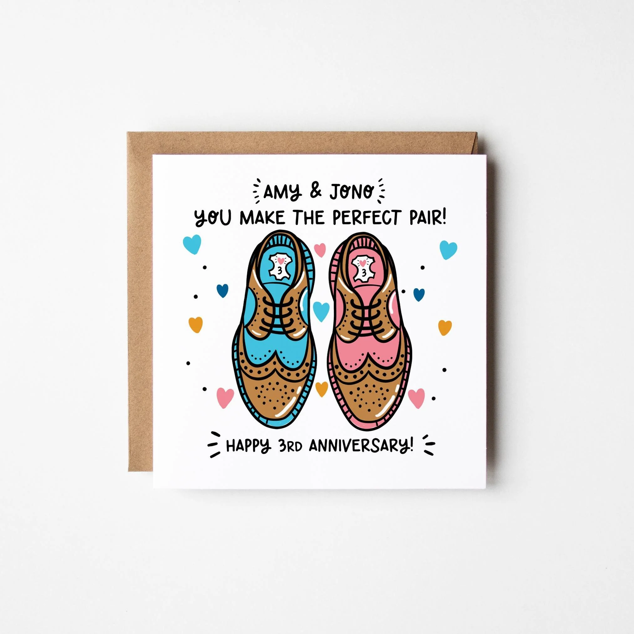 Personalised 3rd Anniversary Card: Leather Anniversary Shoes