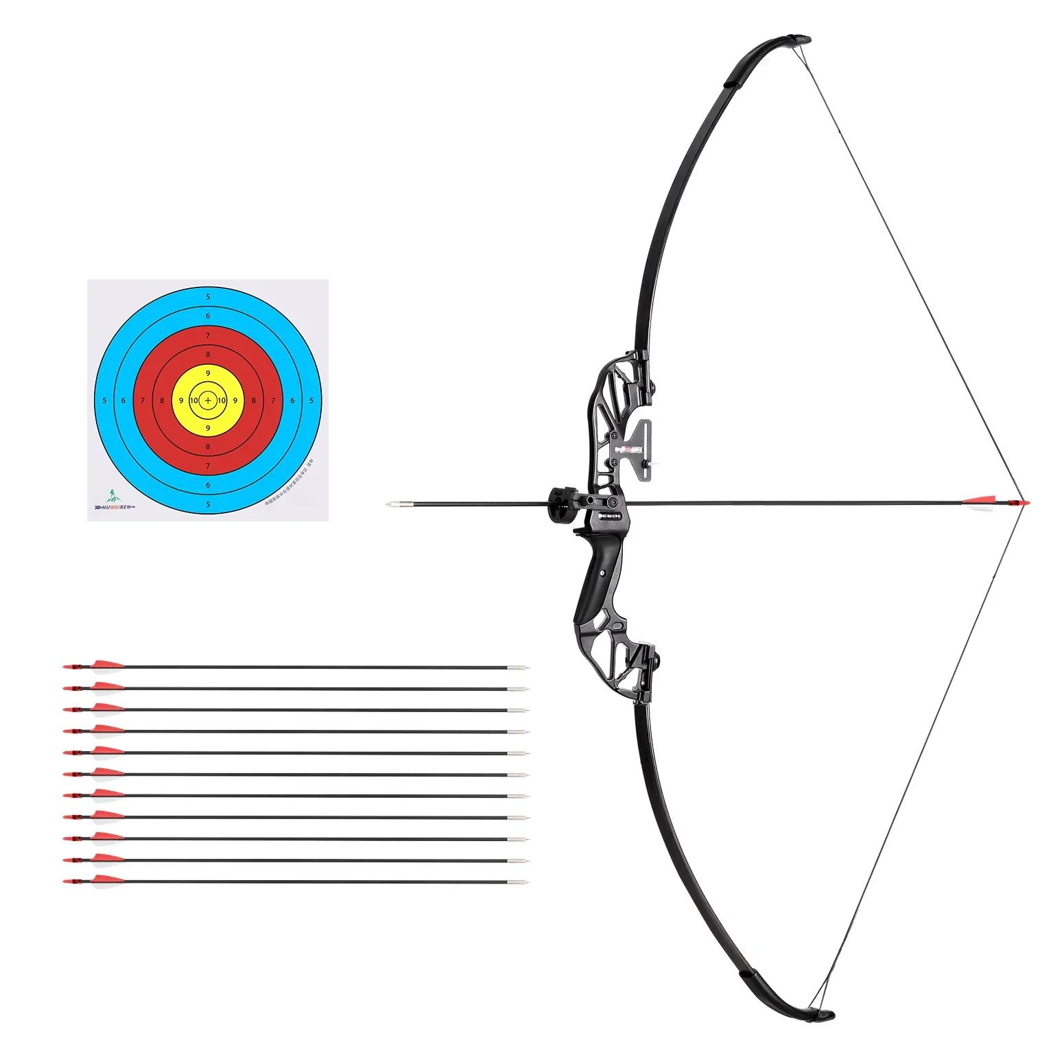 55lbs Recurve íj nyílkészlet, üvegszálas nyilak, Everfit