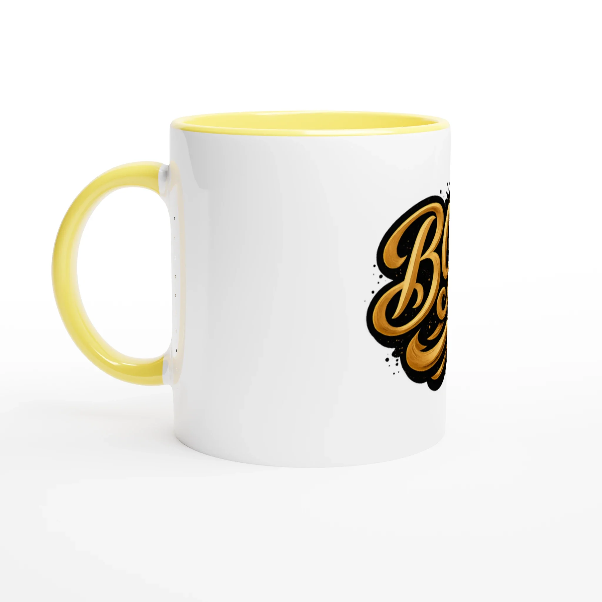 White 11oz Ceramic Mug with Color Inside Ceramic Yellow