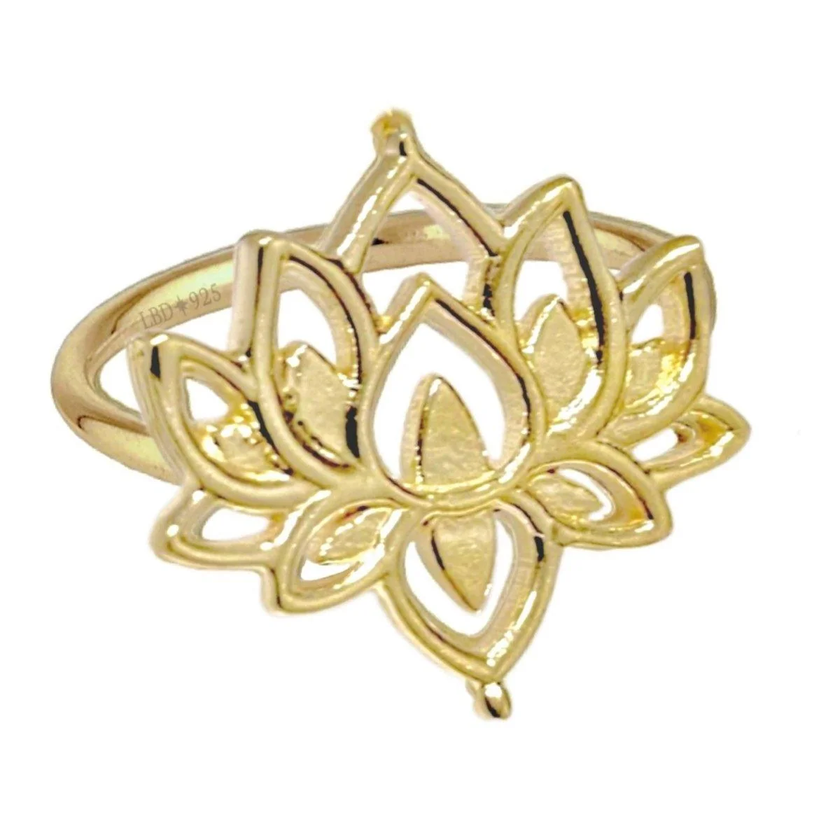 Laihas Boho Chic Lotus Flower Ring-  Gold