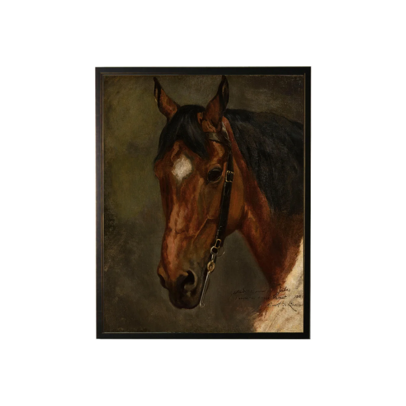 Vintage Oil Painting Horse Portrait Framed Art