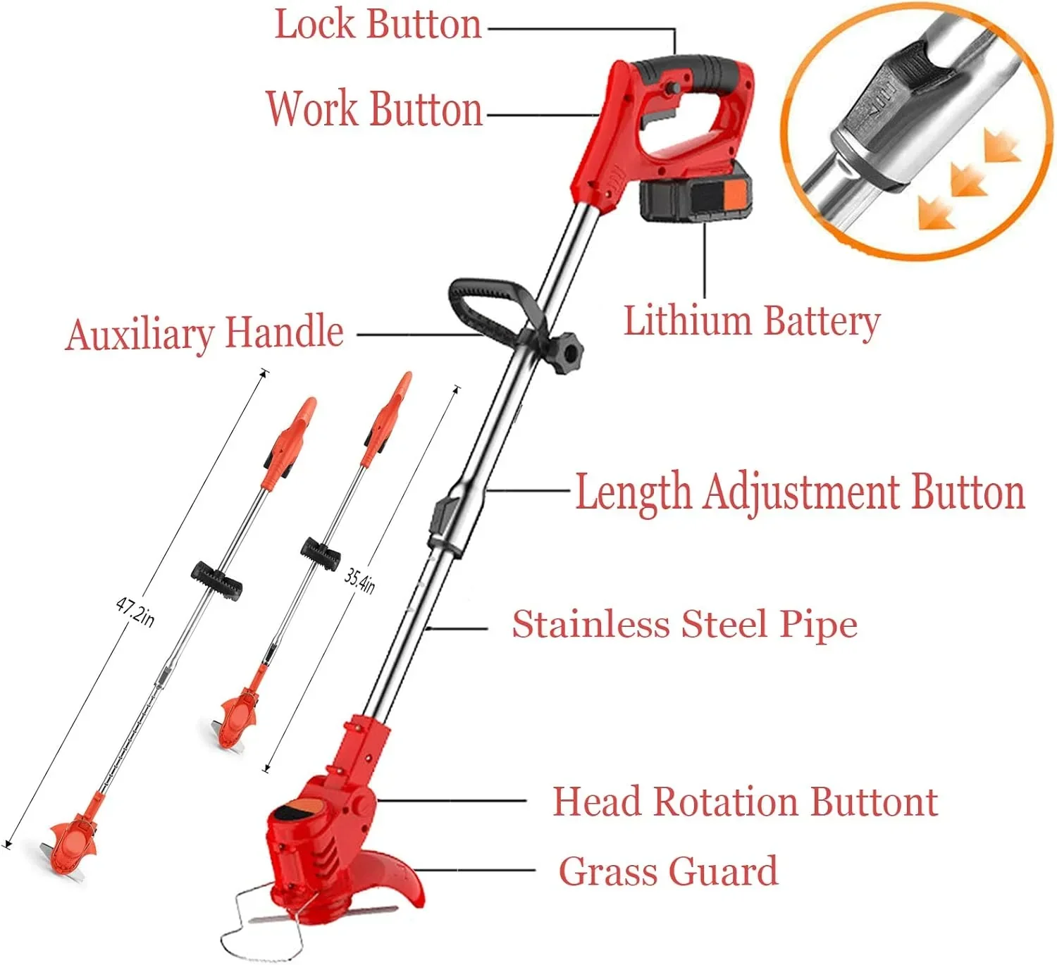Weed Wacker Electric Cordless Grass Trimmer 3Types Blades Electric Stringless Weed Trimmer