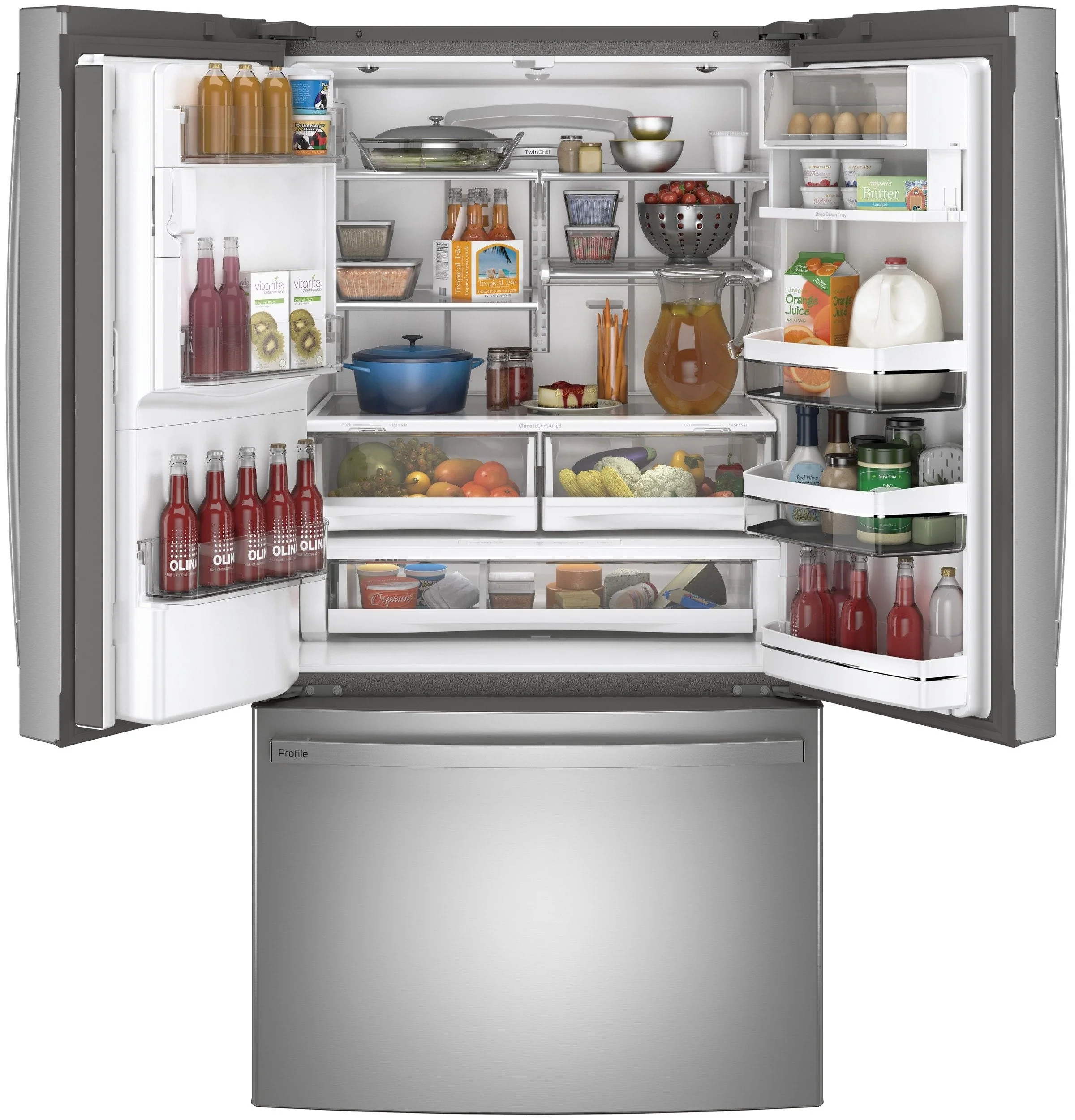 GE Profile™ Series ENERGY STAR® 27,7 Cu. Ft. ujjlenyomatálló franciaajtós hűtőszekrény Hands-Free AutoFill funkcióval