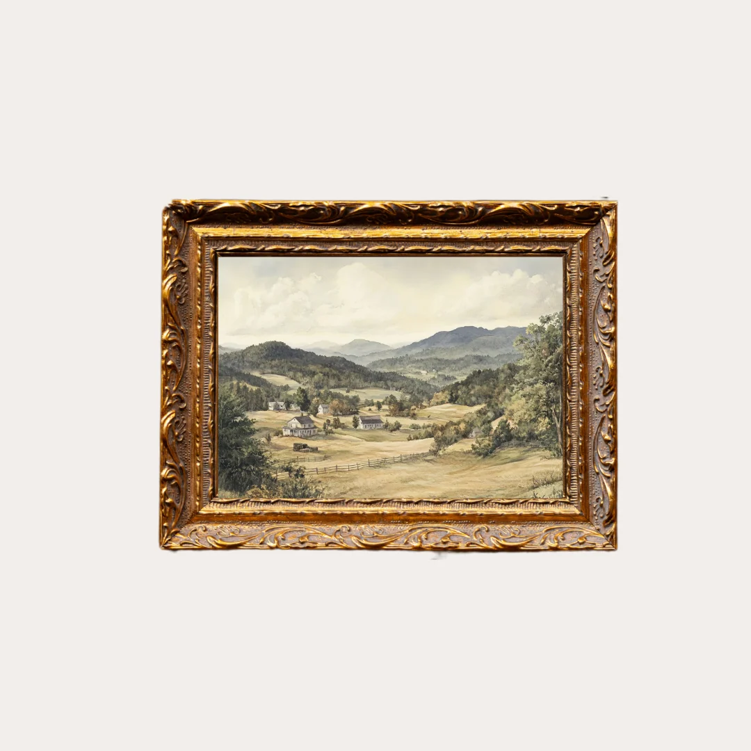 Mountain Countryside | French Brass Inspired Gold Mould Framed Art