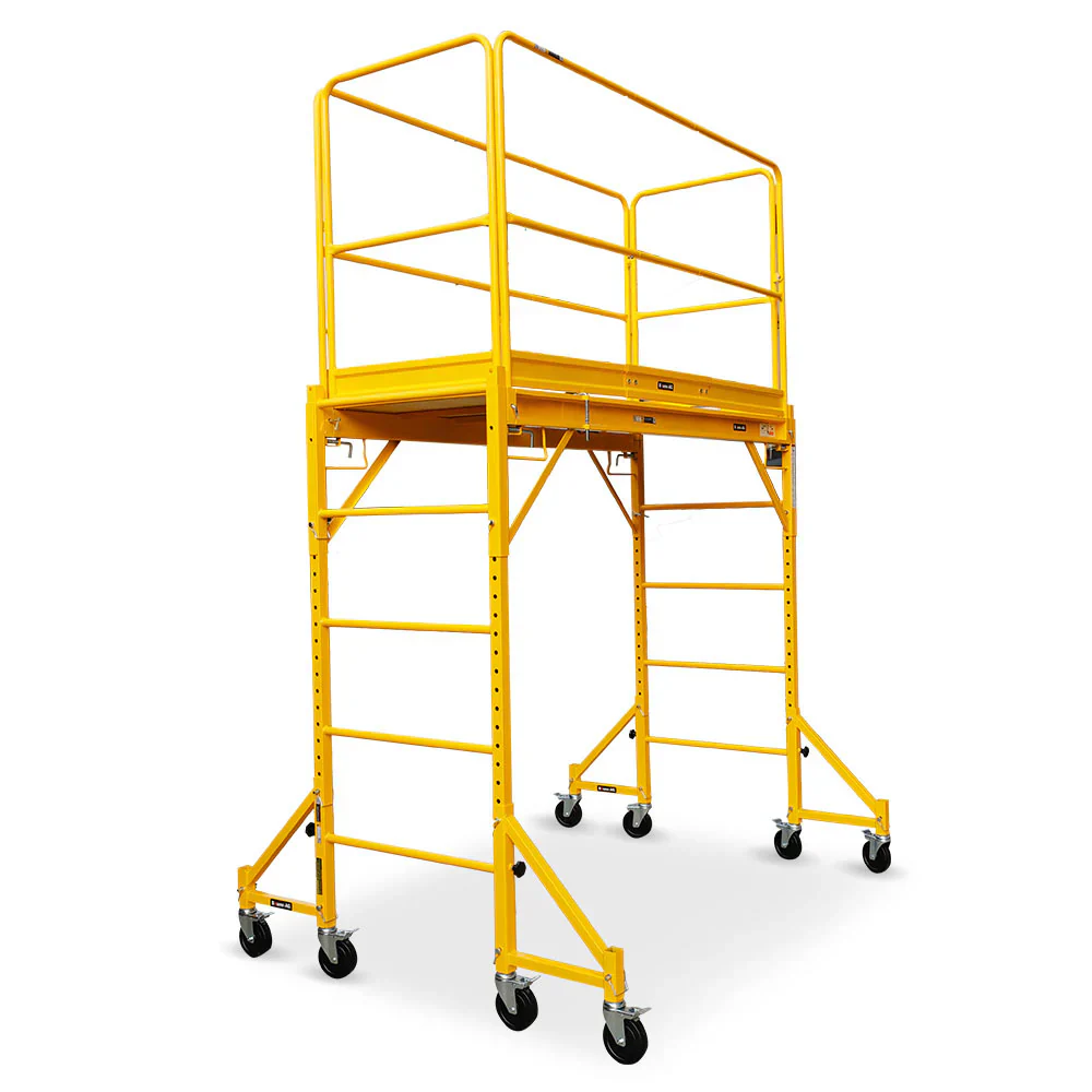 Baumr-AG 1,9 x 0,8 x 1,8 m Állítható Mobil Állványzat, Korlát, Kitámasztó Kerékszett, Csapóajtó