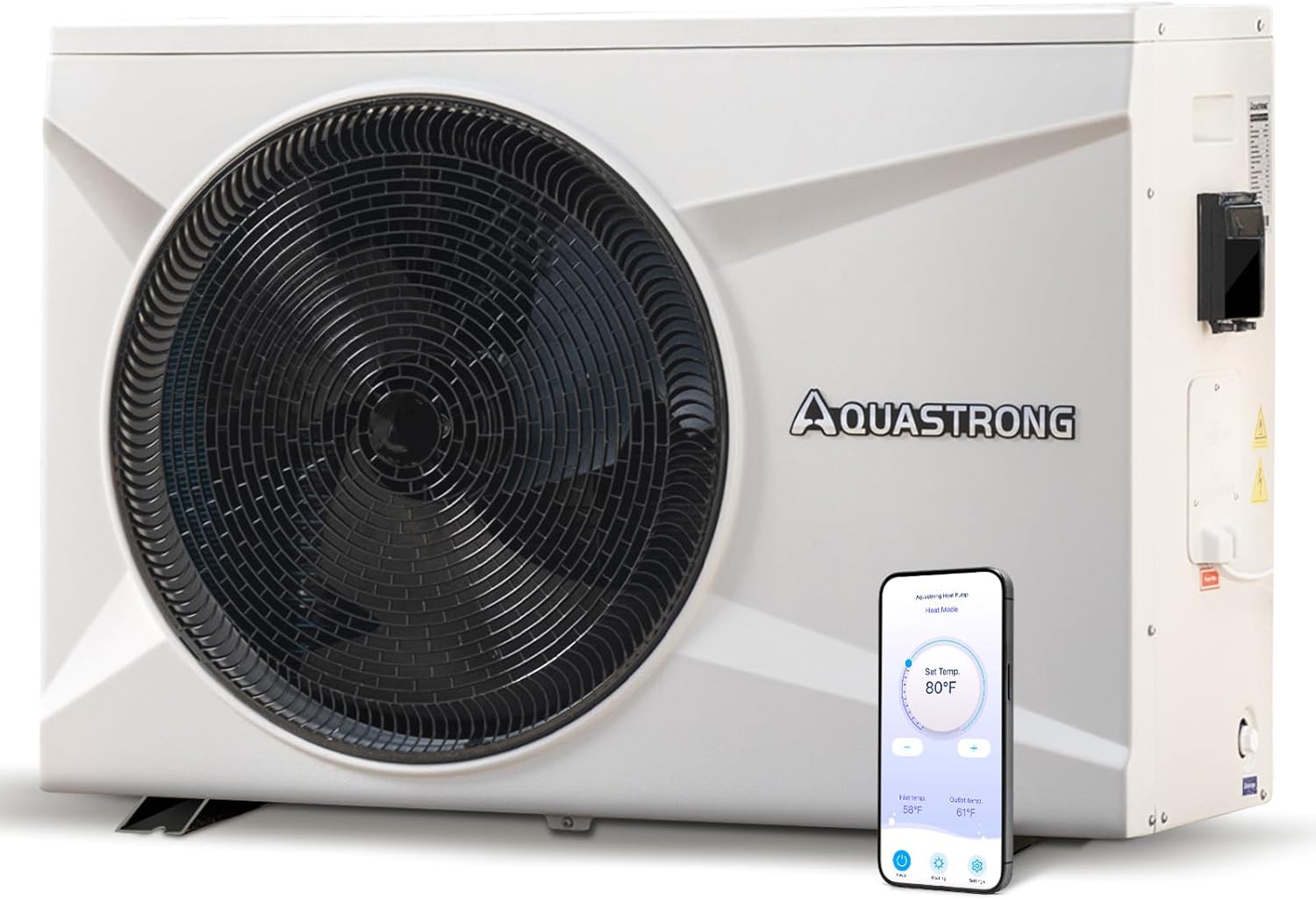 AQUASTRONG Inverter Swimming Pool Heat Pump Pool Heater for Above Ground and Inground Pool Heating and Cooling Pool Heater  Smart WiFi Control Pools Up to  9000 Gallons