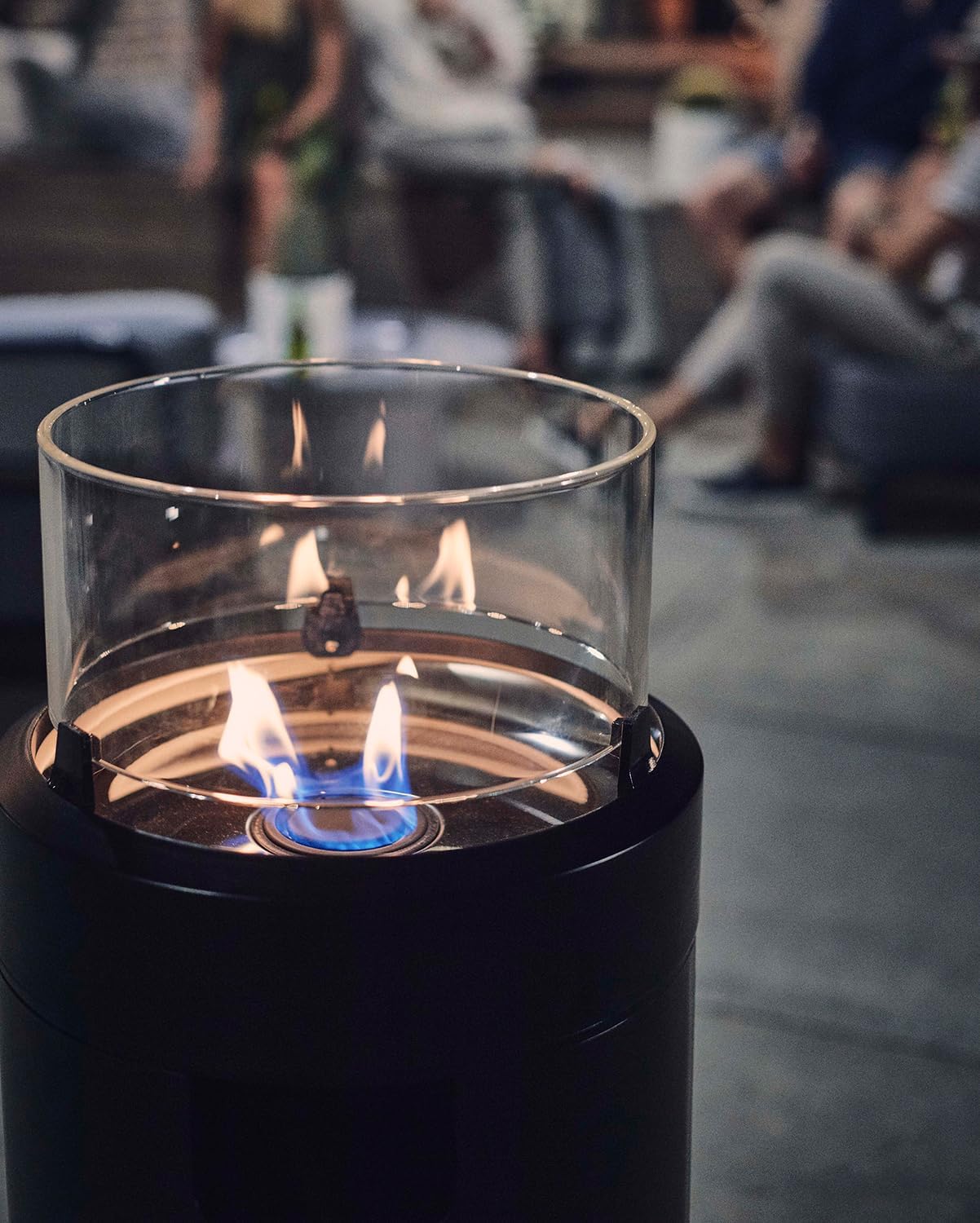 Enders Terrassenfeuer NOVA LED L BLACK, Gas Terrassenfeuer mit Ambientebeleuchtungen, ECO GREEN Brenner-Technologie und exzellentem Design, H102cm Ø 62cm, Schwarz #5601